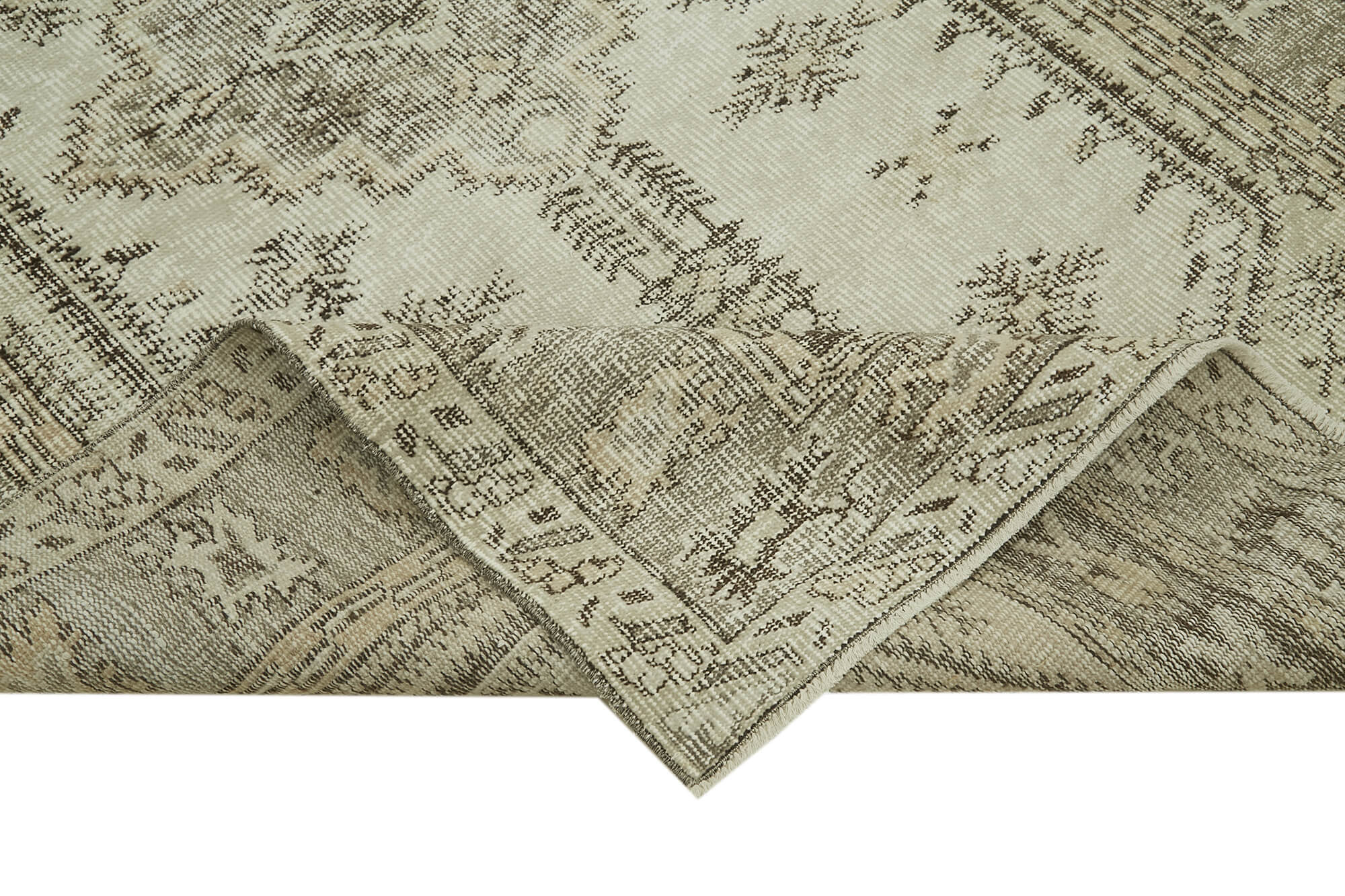 Handmade Vintage Area Rug – Neutral Beige Cotton Wool, Turkish Hand Knotted Classic Carpet 5'3"x9'1"