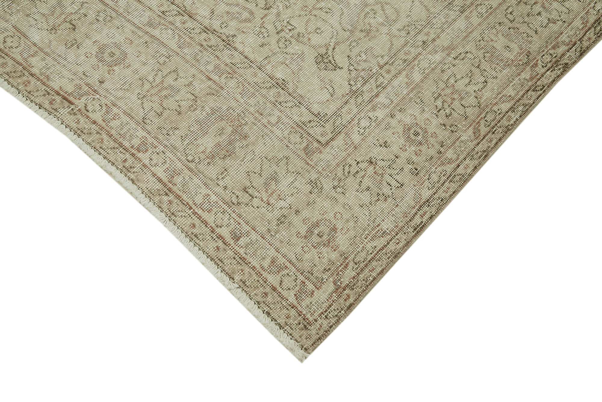 Handmade Wool Area Rug – Vintage Cotton Rug 6x10 | Beige Turkish Wool Carpet