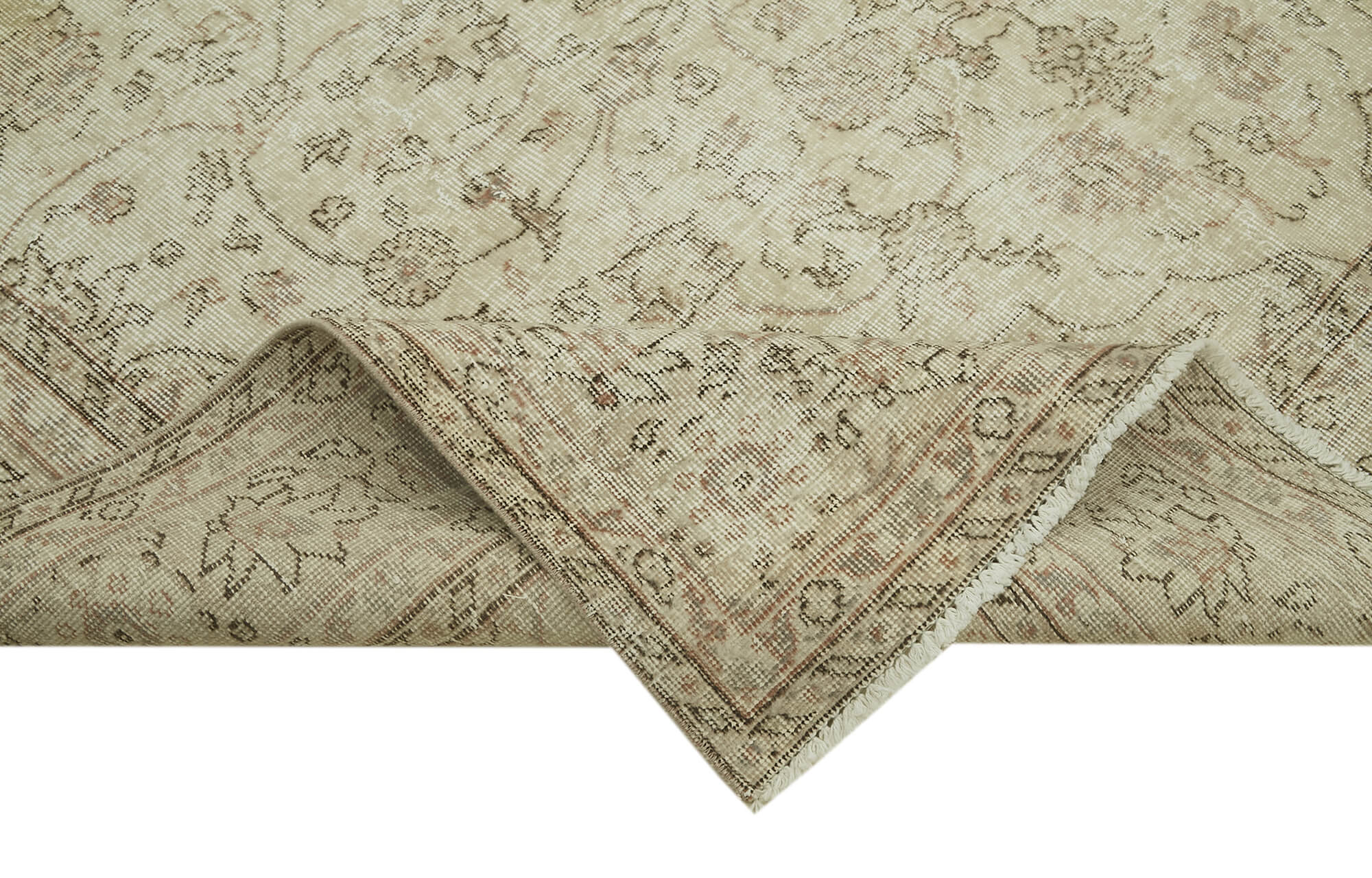 Handmade Wool Area Rug – Vintage Cotton Rug 6x10 | Beige Turkish Wool Carpet