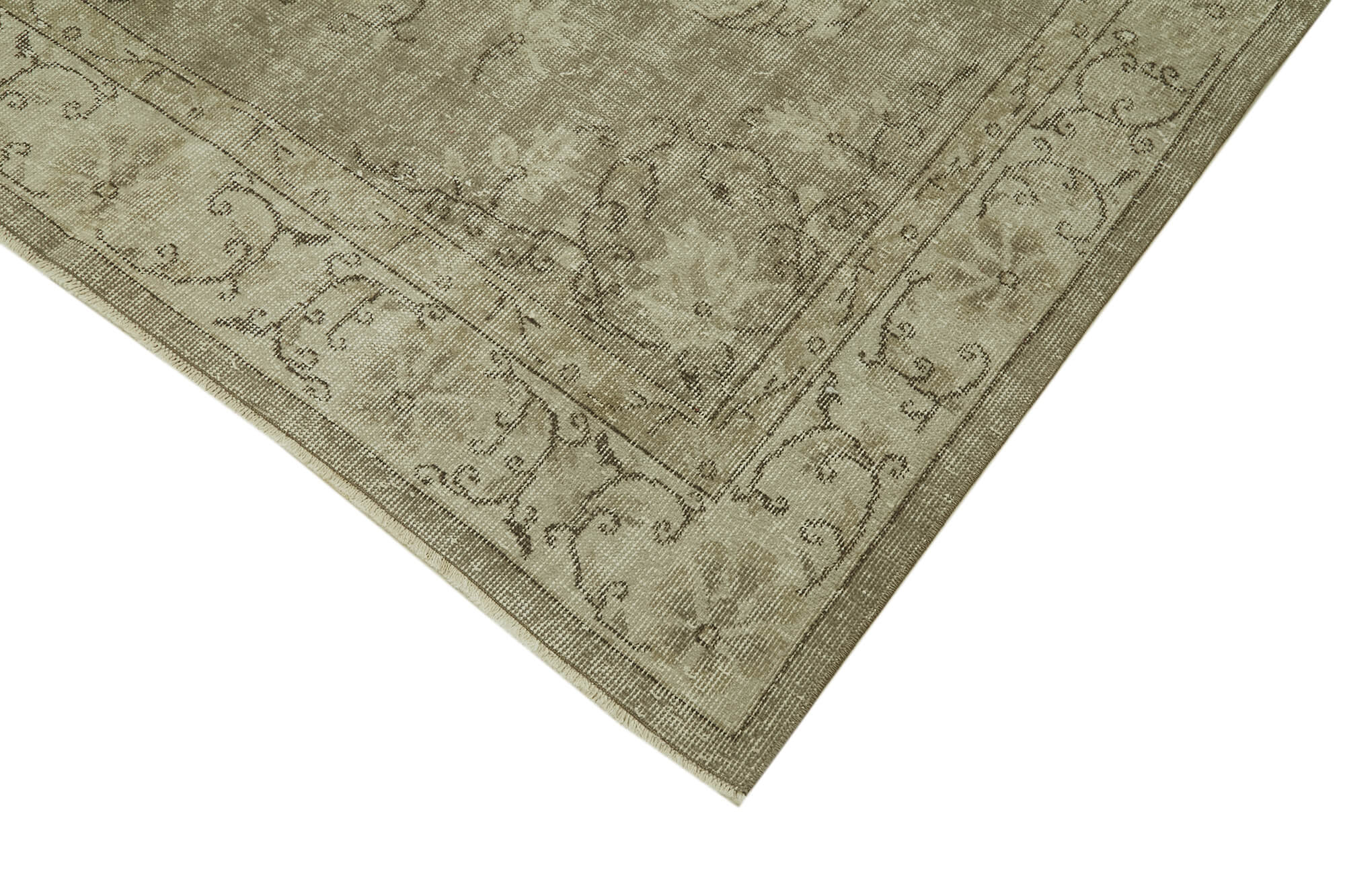 Handmade Vintage Area Rug – Beige Wool Carpet | Durable Cotton Weave 5'5''x9'0''