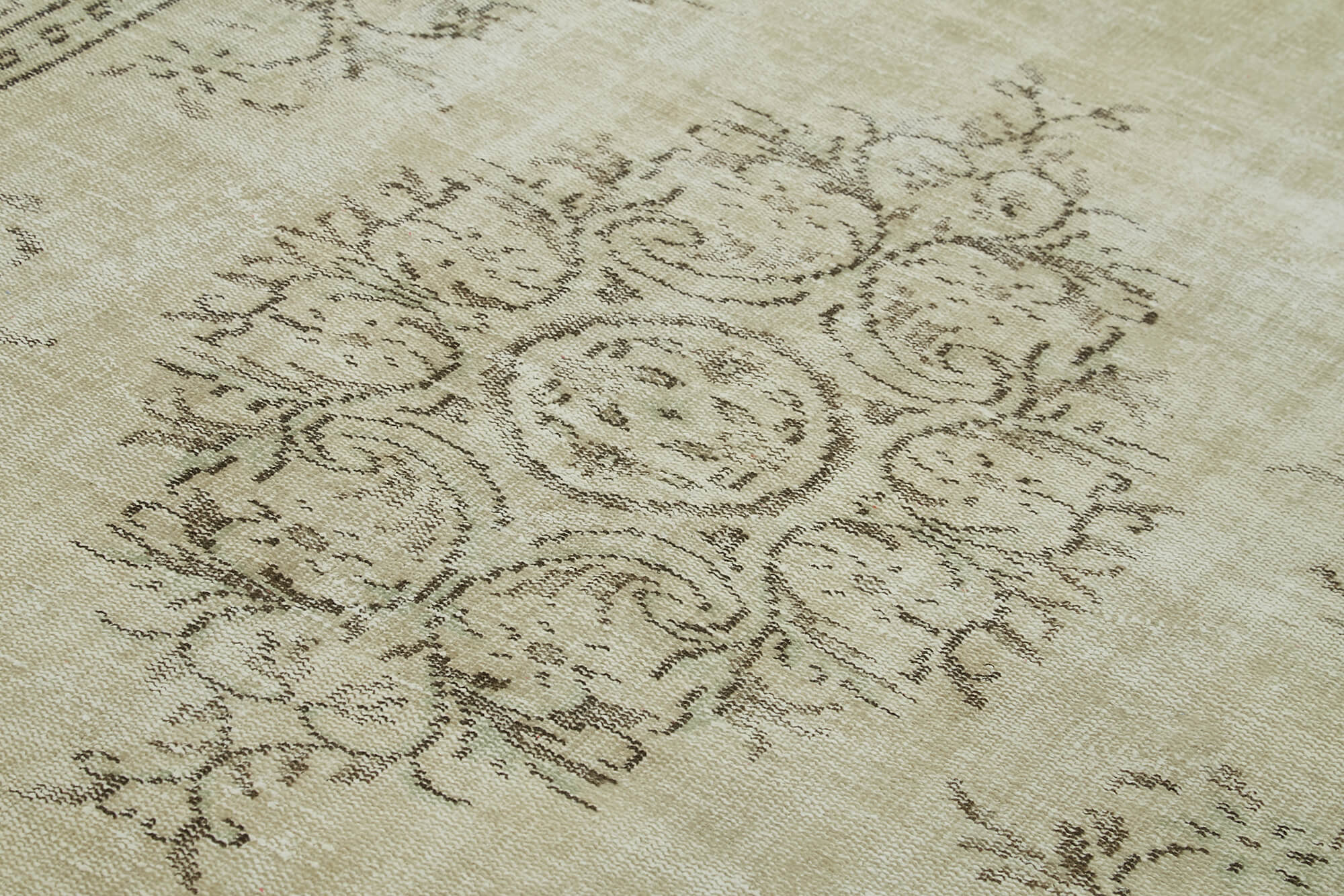 Handmade Wool Area Rug – Vintage Cotton Rug, Beige Wool Carpet 5'10'' x 9'4''