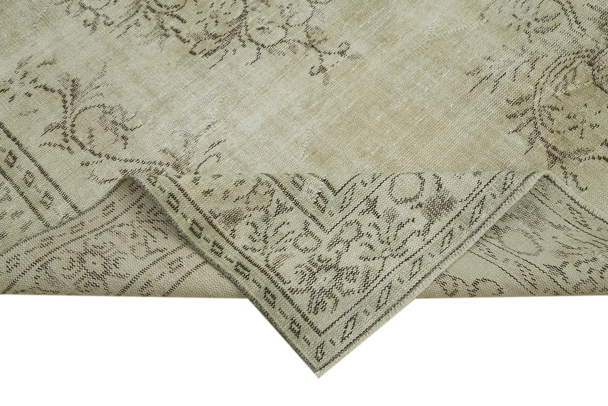 Handmade Wool Area Rug – Vintage Cotton Rug, Beige Wool Carpet 5'10'' x 9'4''