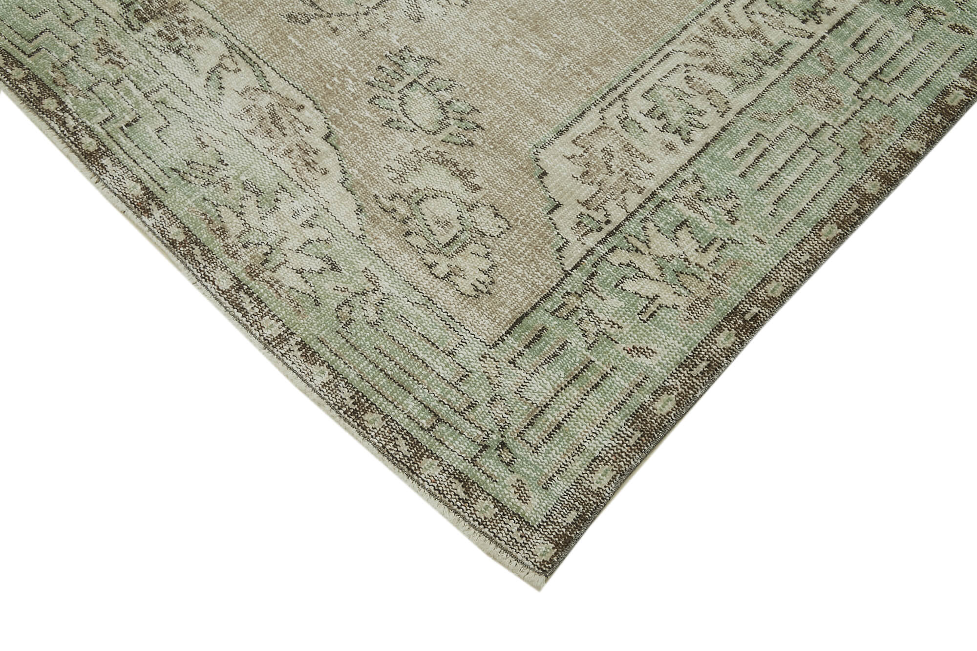 Handmade Wool Area Rug – Vintage Cotton Rug 5'9'' x 9'2'' Beige Boho Style