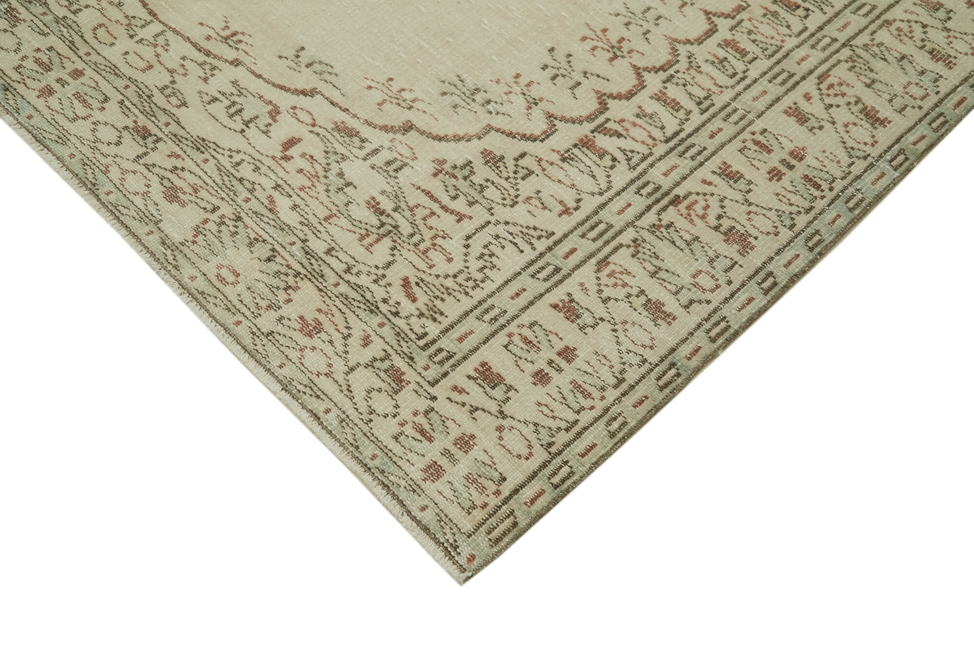 Handmade Wool Area Rug – Vintage Cotton Rug 6'1''x9'1'' Beige Neutral Color