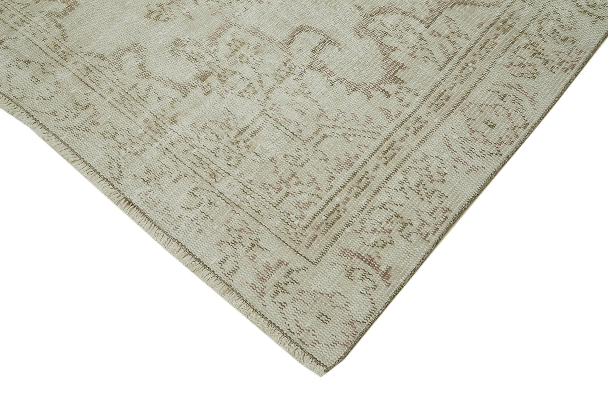 Handmade Vintage Area Rug – Neutral Beige Wool Cotton Carpet 5'4''x9'4''