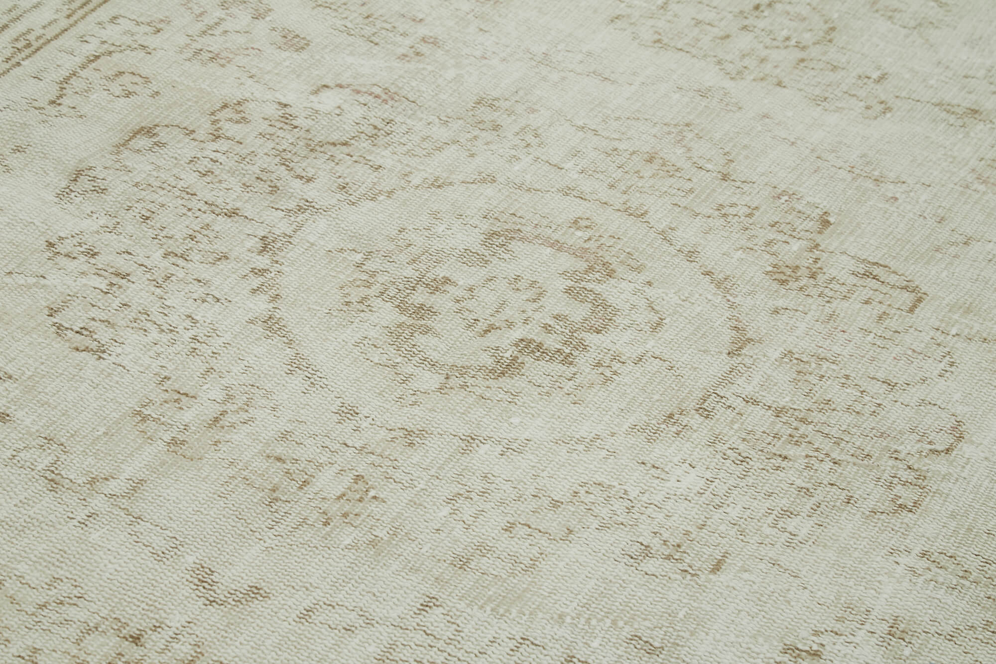 Handmade Vintage Area Rug – Neutral Beige Wool Cotton Carpet 5'4''x9'4''
