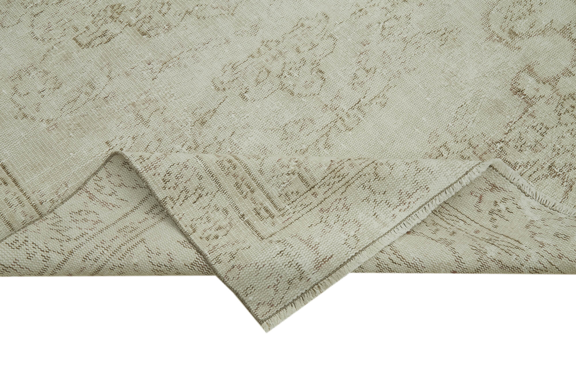 Handmade Vintage Area Rug – Neutral Beige Wool Cotton Carpet 5'4''x9'4''
