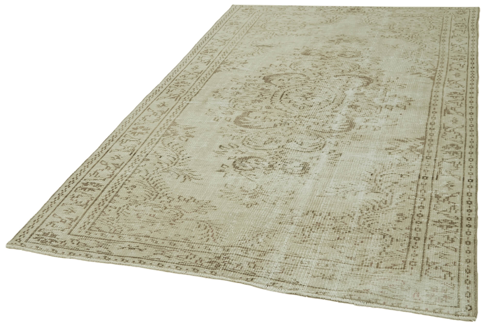 Handmade Wool Area Rug – Vintage Cotton Rug | Beige Area Carpet 5'3''x8'4''