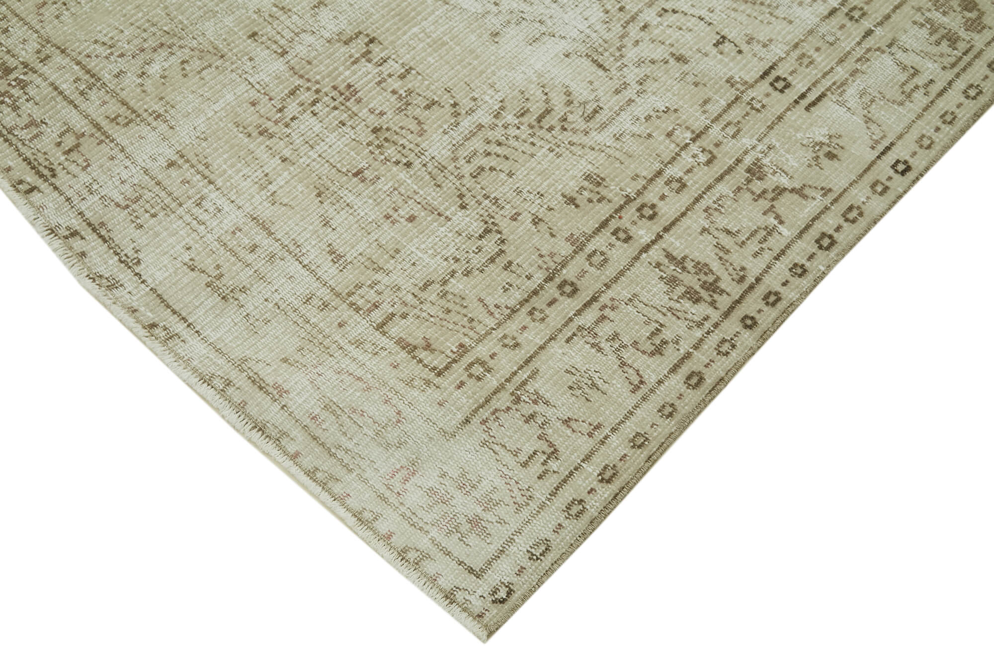 Handmade Wool Area Rug – Vintage Cotton Rug | Beige Area Carpet 5'3''x8'4''