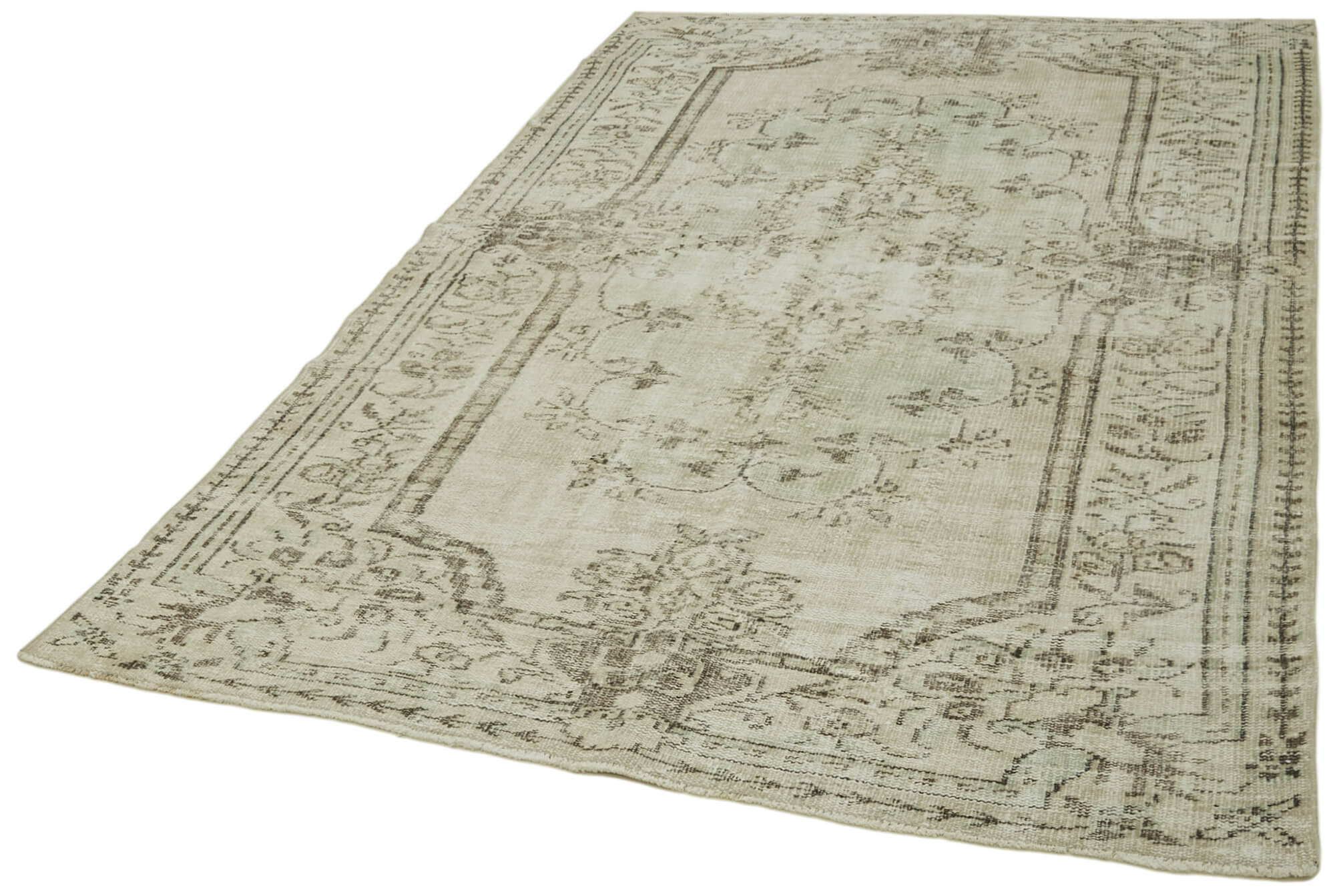 Vintage Wool Area Rug – Handmade Cotton Rug | Beige Vintage Carpet 5'5''x8'6''