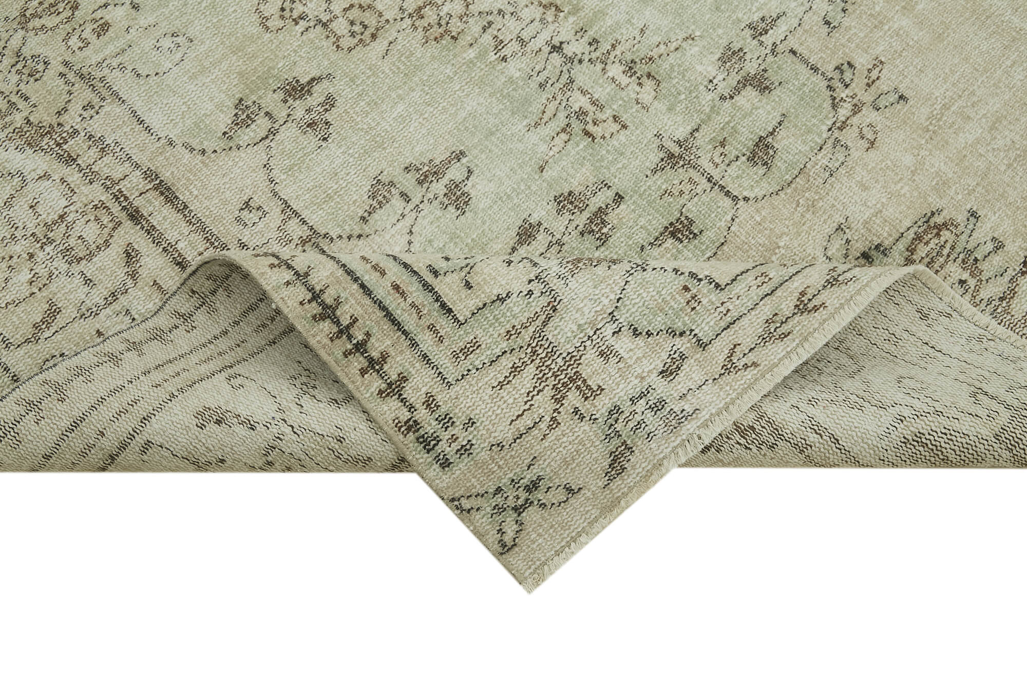 Vintage Wool Area Rug – Handmade Cotton Rug | Beige Vintage Carpet 5'5''x8'6''