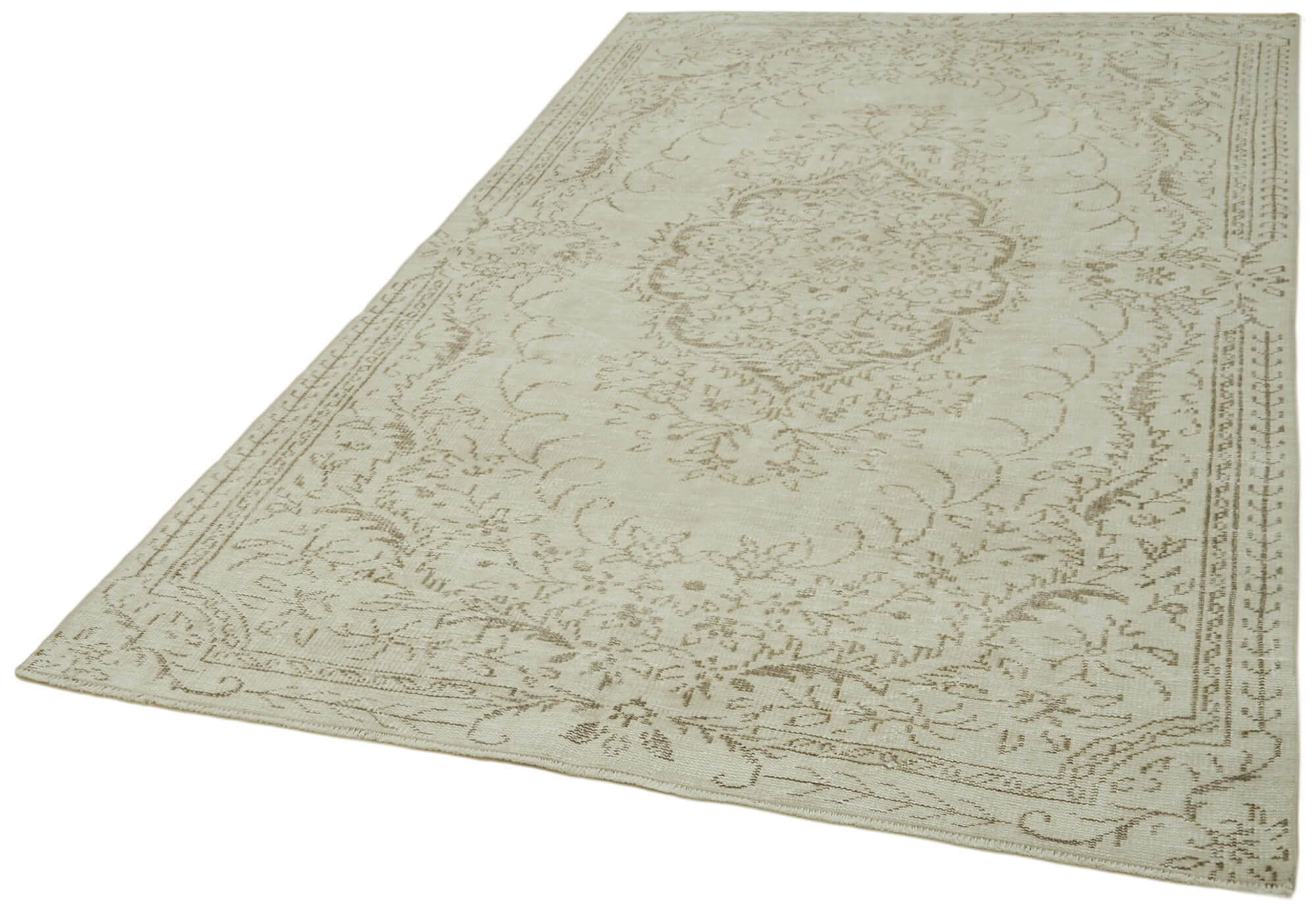 Handmade Wool Area Rug – Vintage Cotton Rug Beige Area Carpet 5'9''x9'5''