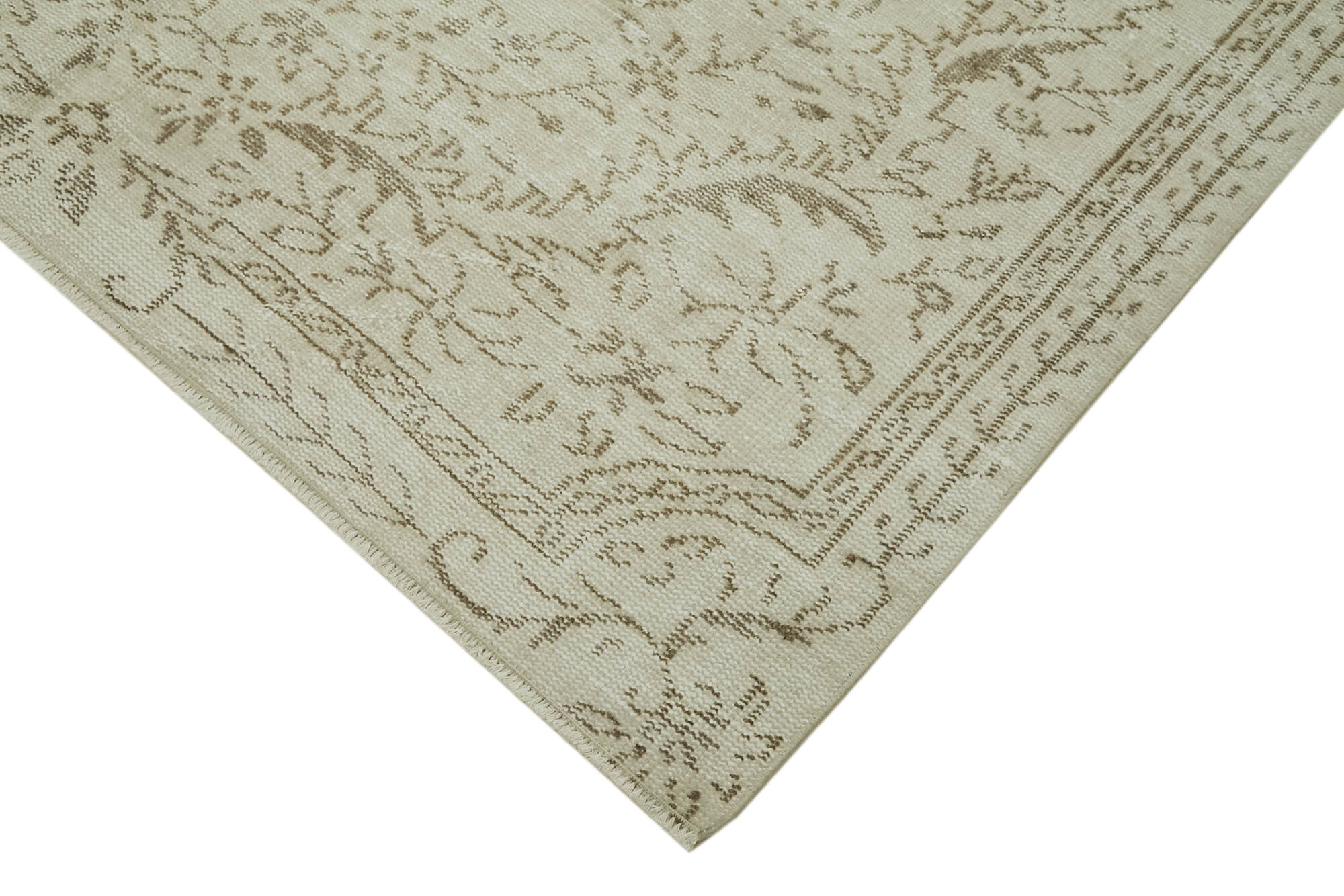 Handmade Wool Area Rug – Vintage Cotton Rug Beige Area Carpet 5'9''x9'5''