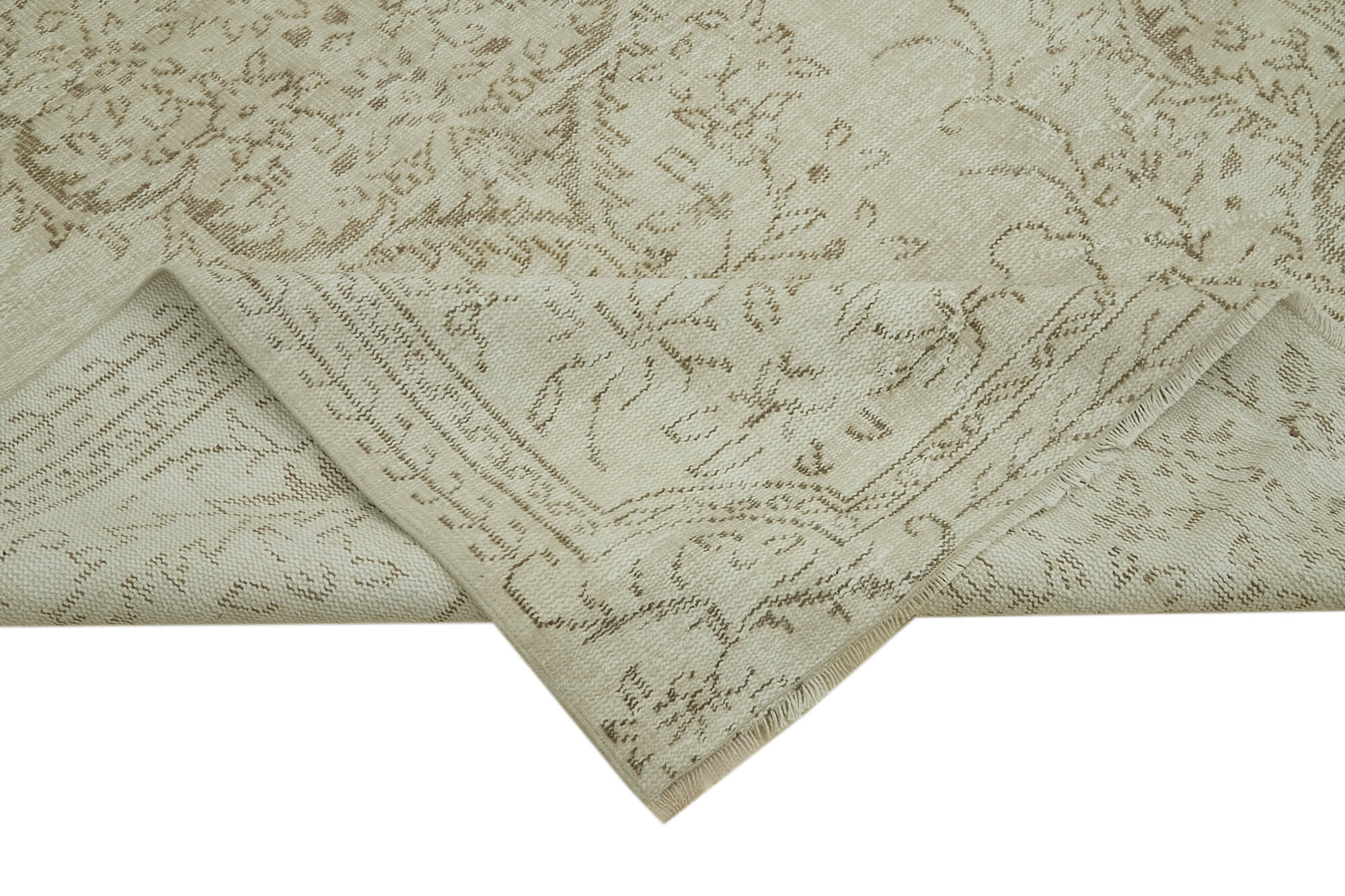 Handmade Wool Area Rug – Vintage Cotton Rug Beige Area Carpet 5'9''x9'5''
