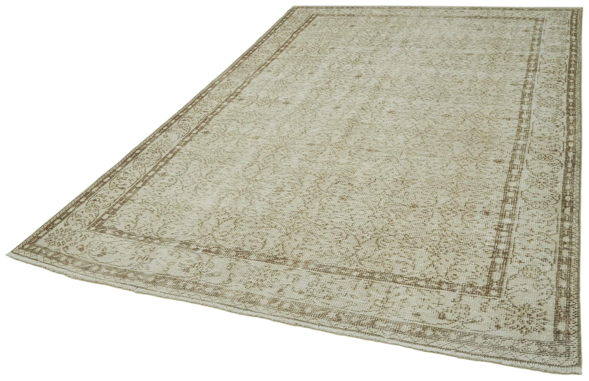 Handmade Wool Area Rug – Vintage Cotton Rug Beige 6'4''x10'0'' With Durable Cotton Weave