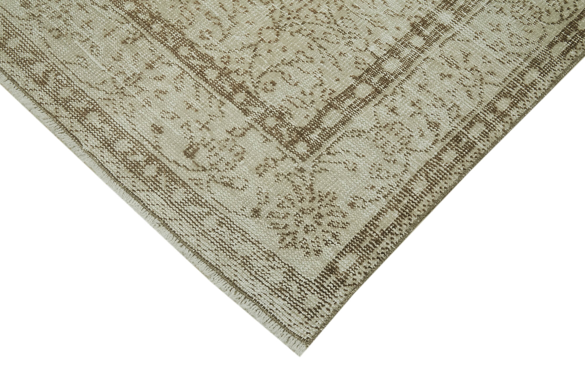 Handmade Wool Area Rug – Vintage Cotton Rug Beige 6'4''x10'0'' With Durable Cotton Weave