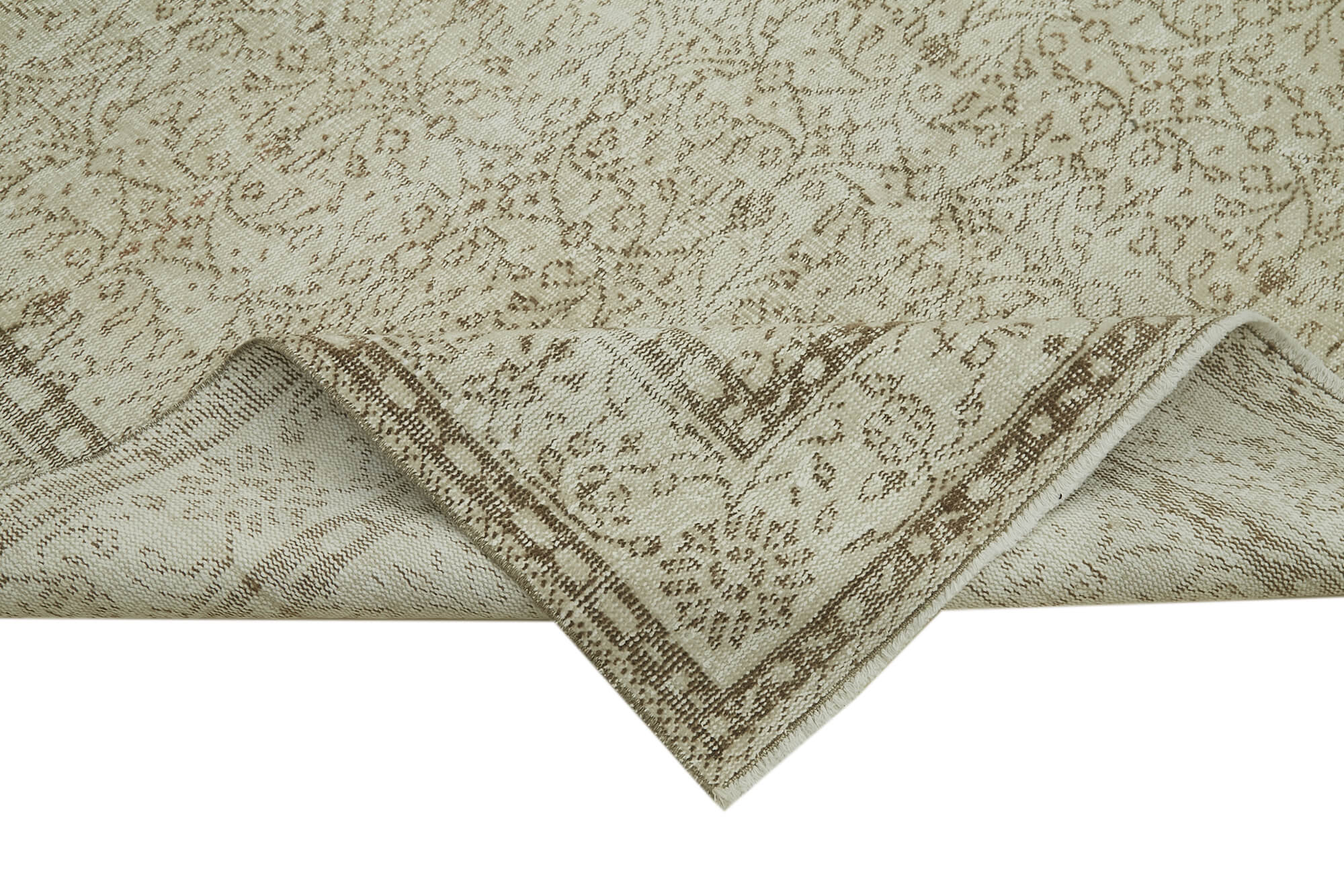 Handmade Wool Area Rug – Vintage Cotton Rug Beige 6'4''x10'0'' With Durable Cotton Weave