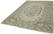 Handmade Wool Area Rug - Vintage Cotton Rug, Neutral Beige, Classic Turkish Design 6'5''x9'5''