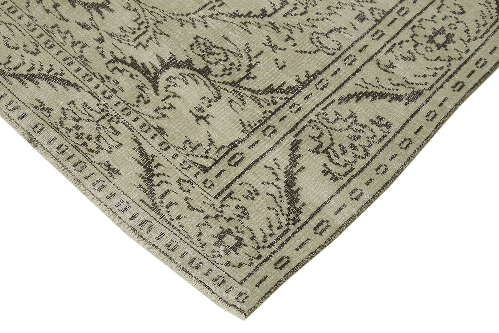 Handmade Wool Area Rug - Vintage Cotton Rug, Neutral Beige, Classic Turkish Design 6'5''x9'5''