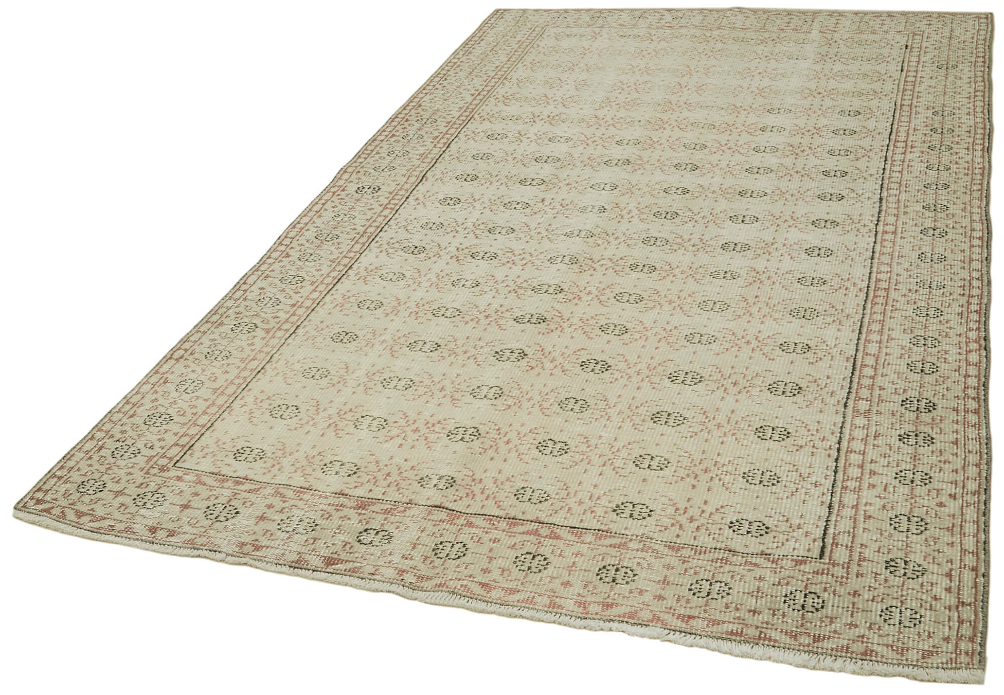 Handmade Wool Area Rug - Vintage Cotton Rug | Beige Wool Carpet, Durable Cotton Weave