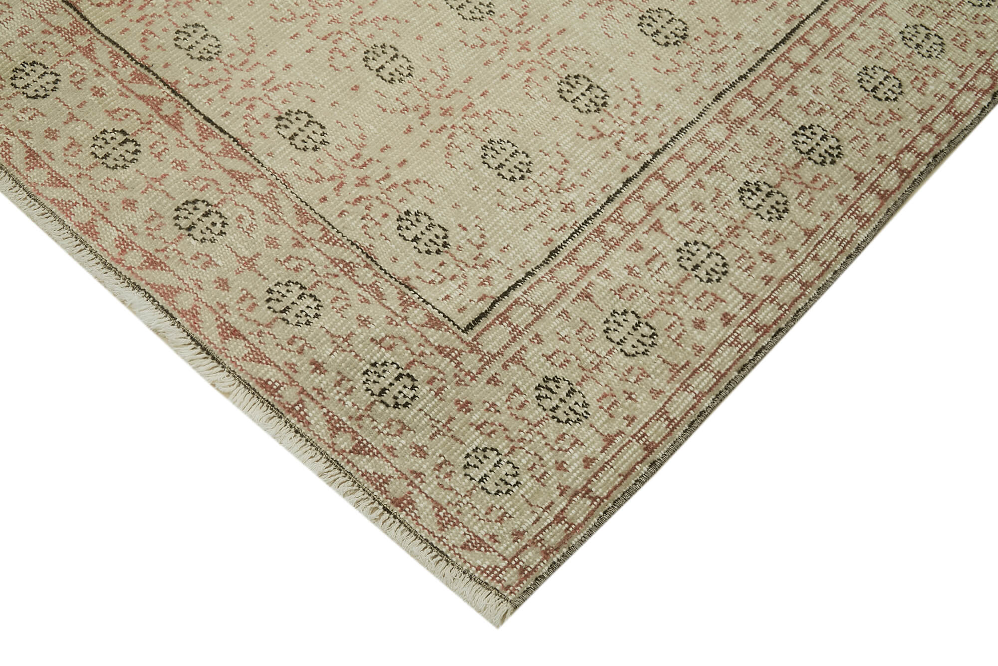 Handmade Wool Area Rug - Vintage Cotton Rug | Beige Wool Carpet, Durable Cotton Weave