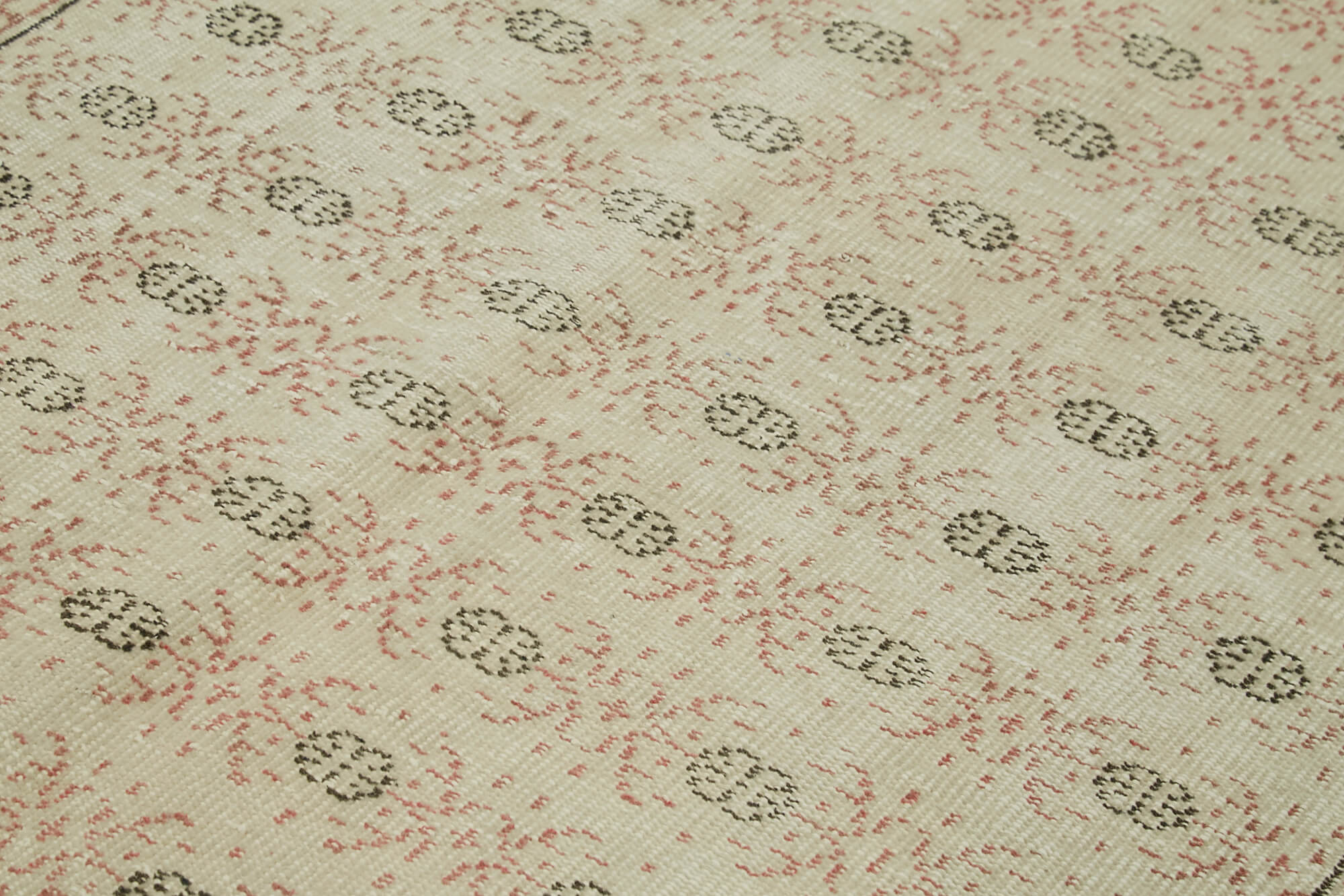 Handmade Wool Area Rug - Vintage Cotton Rug | Beige Wool Carpet, Durable Cotton Weave