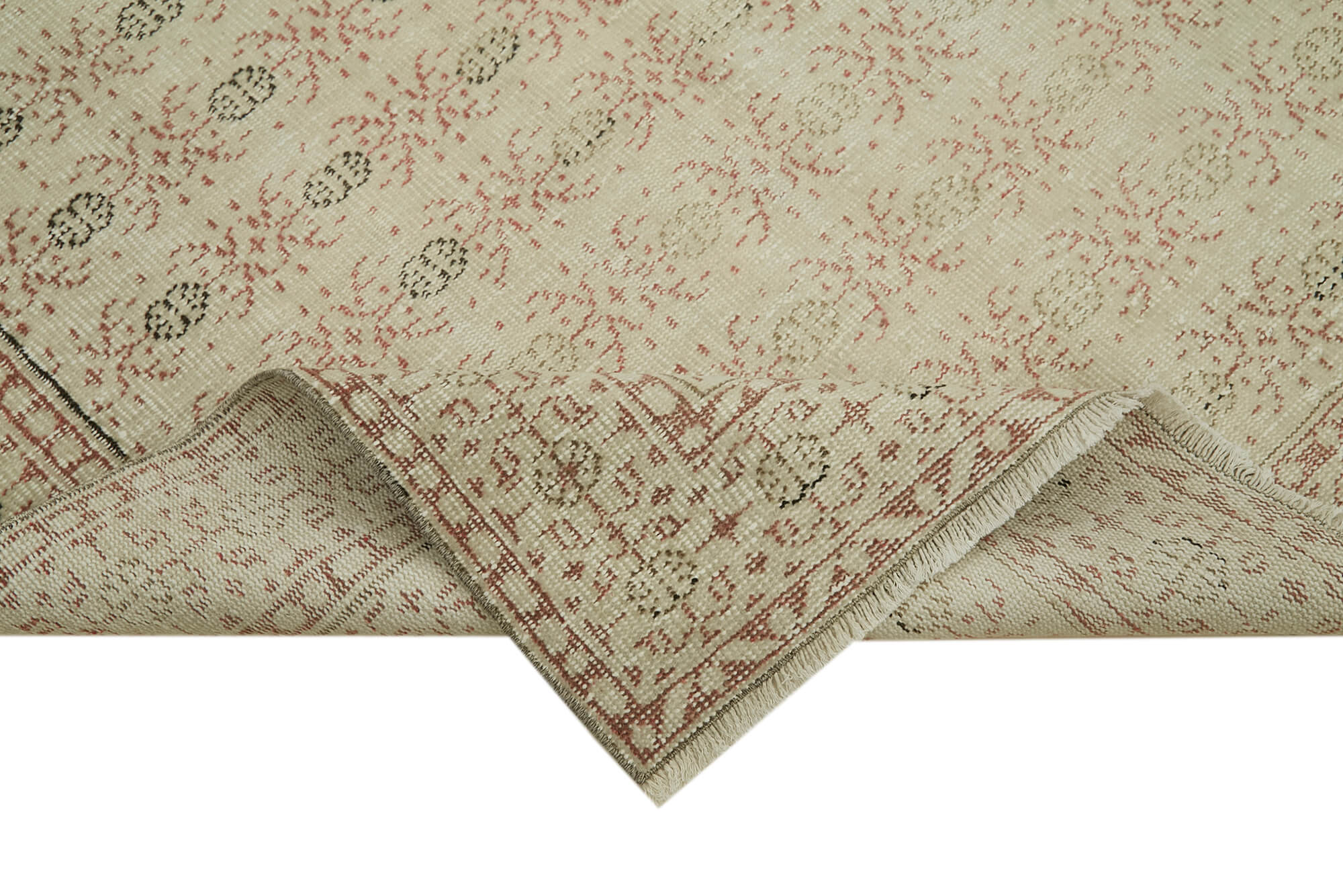 Handmade Wool Area Rug - Vintage Cotton Rug | Beige Wool Carpet, Durable Cotton Weave