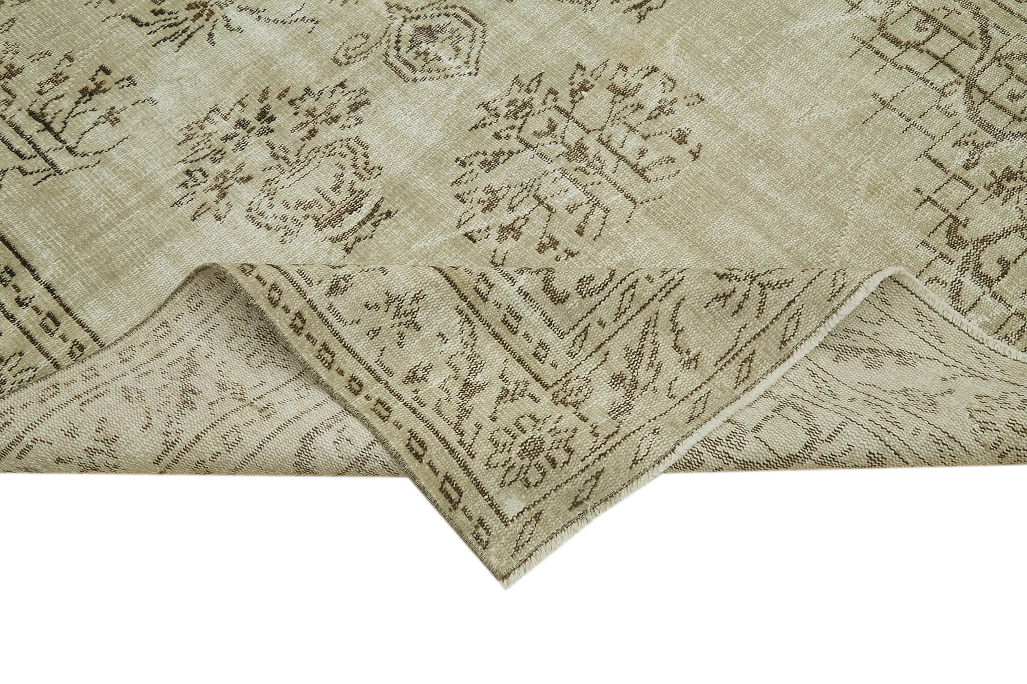Handmade Wool Area Rug – Vintage Cotton Rug 5'9'' x 9'5'' Beige Durable Carpet