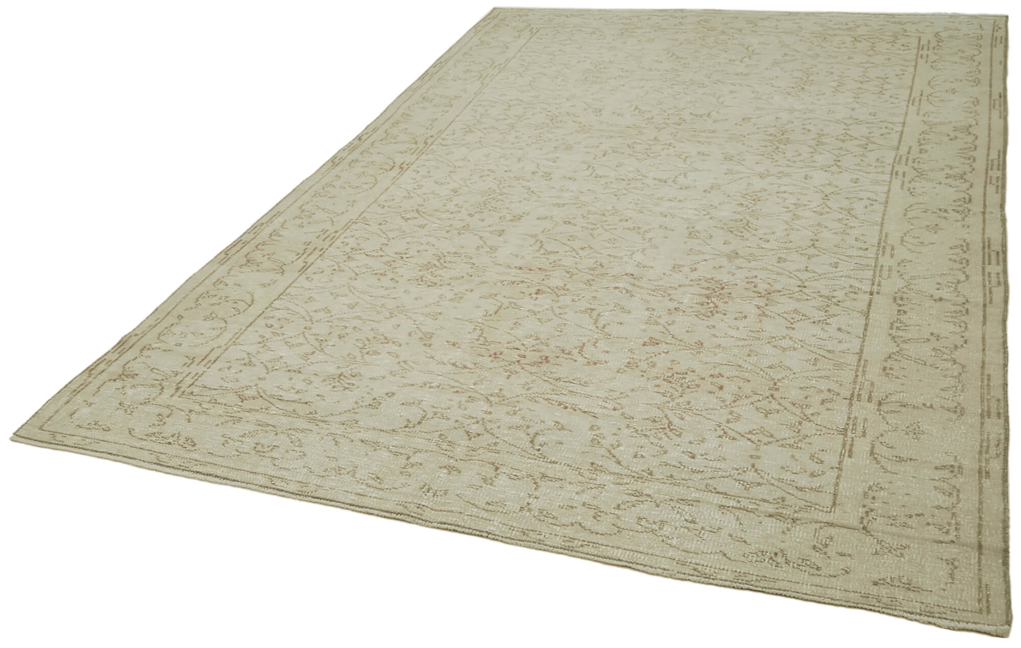 Handmade Wool Area Rug – Vintage Cotton Rug Beige 6'4''x9'7'' Durable Turkish Carpet