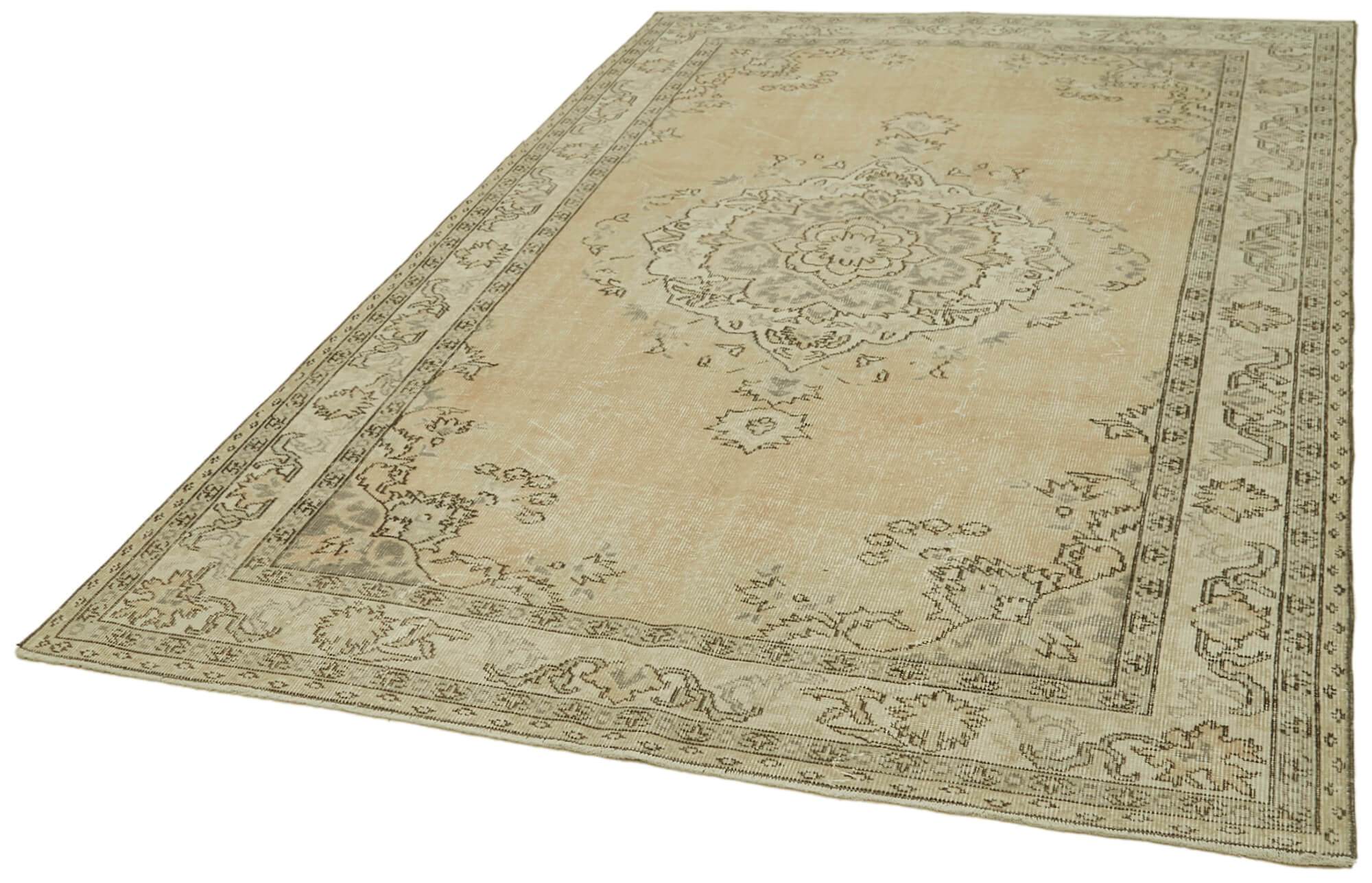 Handmade Wool Area Rug – Vintage Cotton Rug Beige 5'8'' x 8'7'' Durable Cotton Weave