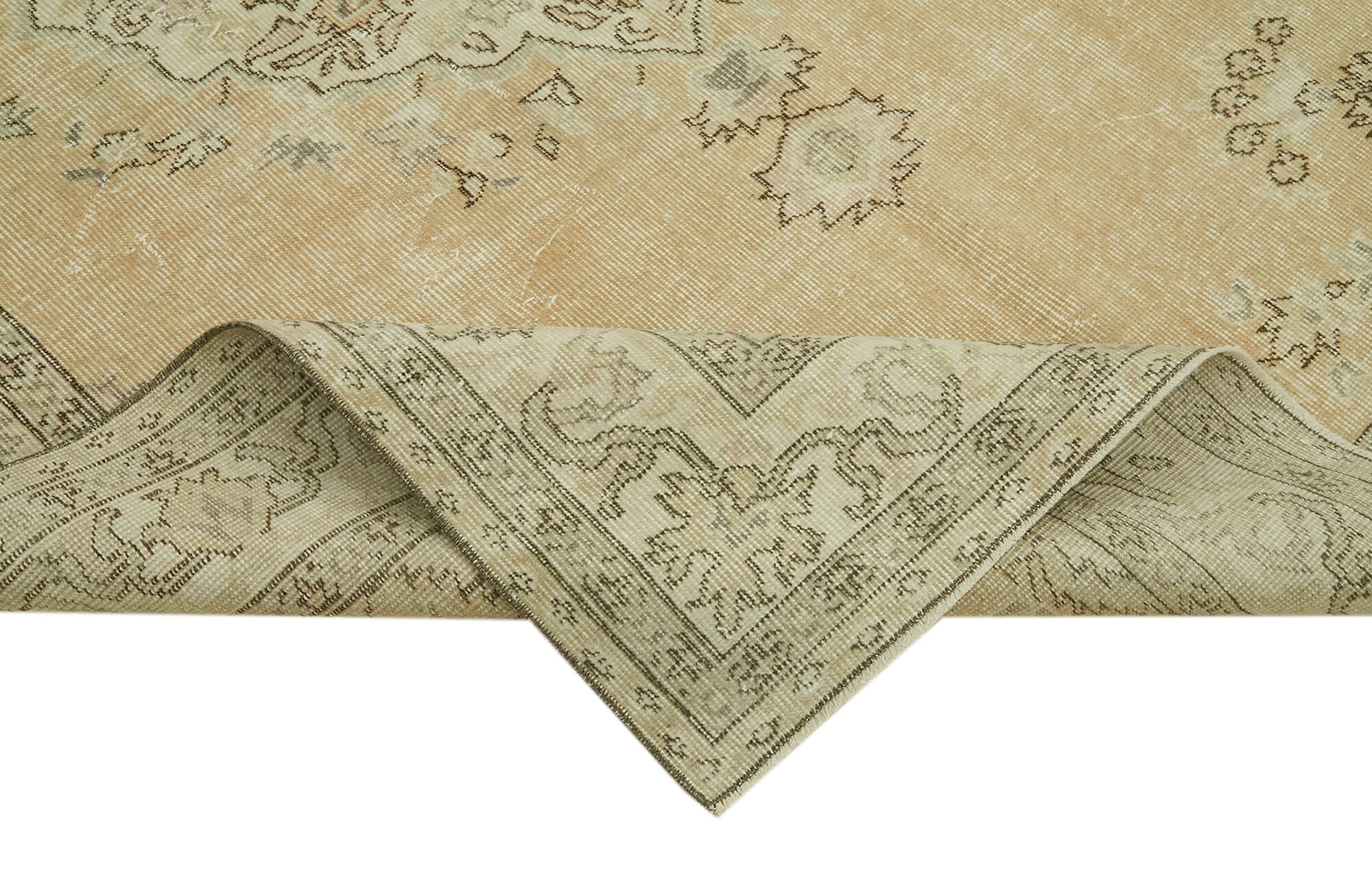 Handmade Wool Area Rug – Vintage Cotton Rug Beige 5'8'' x 8'7'' Durable Cotton Weave