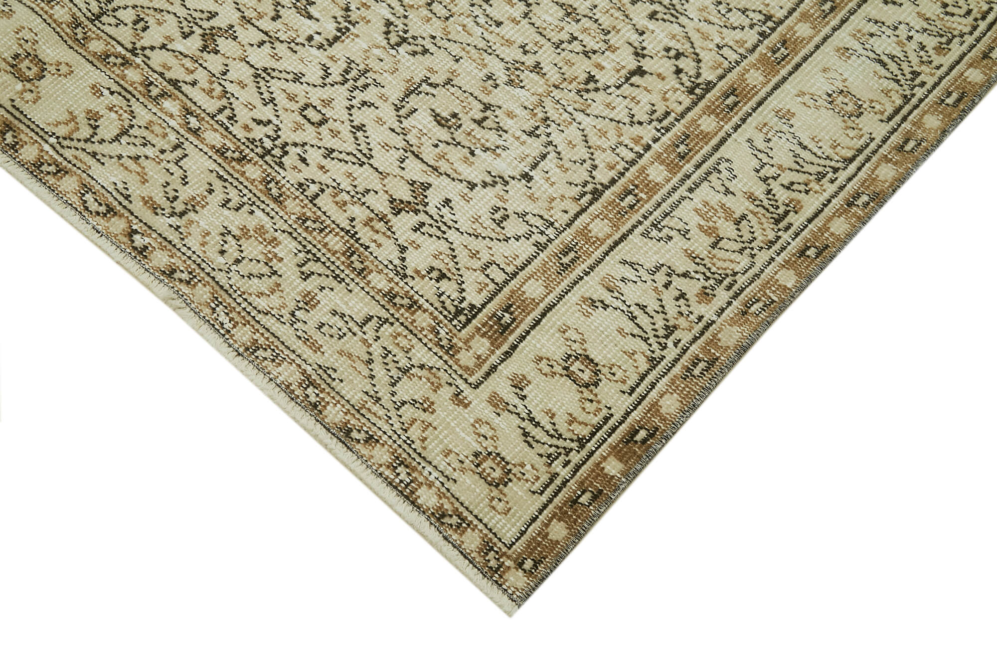 Handmade Wool Area Rug – Vintage Cotton Rug, Turkish Wool Carpet 4'11''x8'6'' Beige