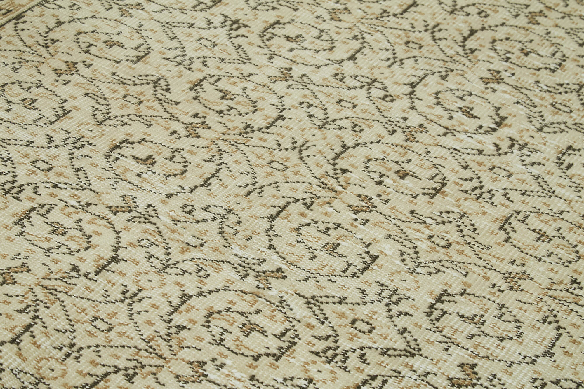 Handmade Wool Area Rug – Vintage Cotton Rug, Turkish Wool Carpet 4'11''x8'6'' Beige