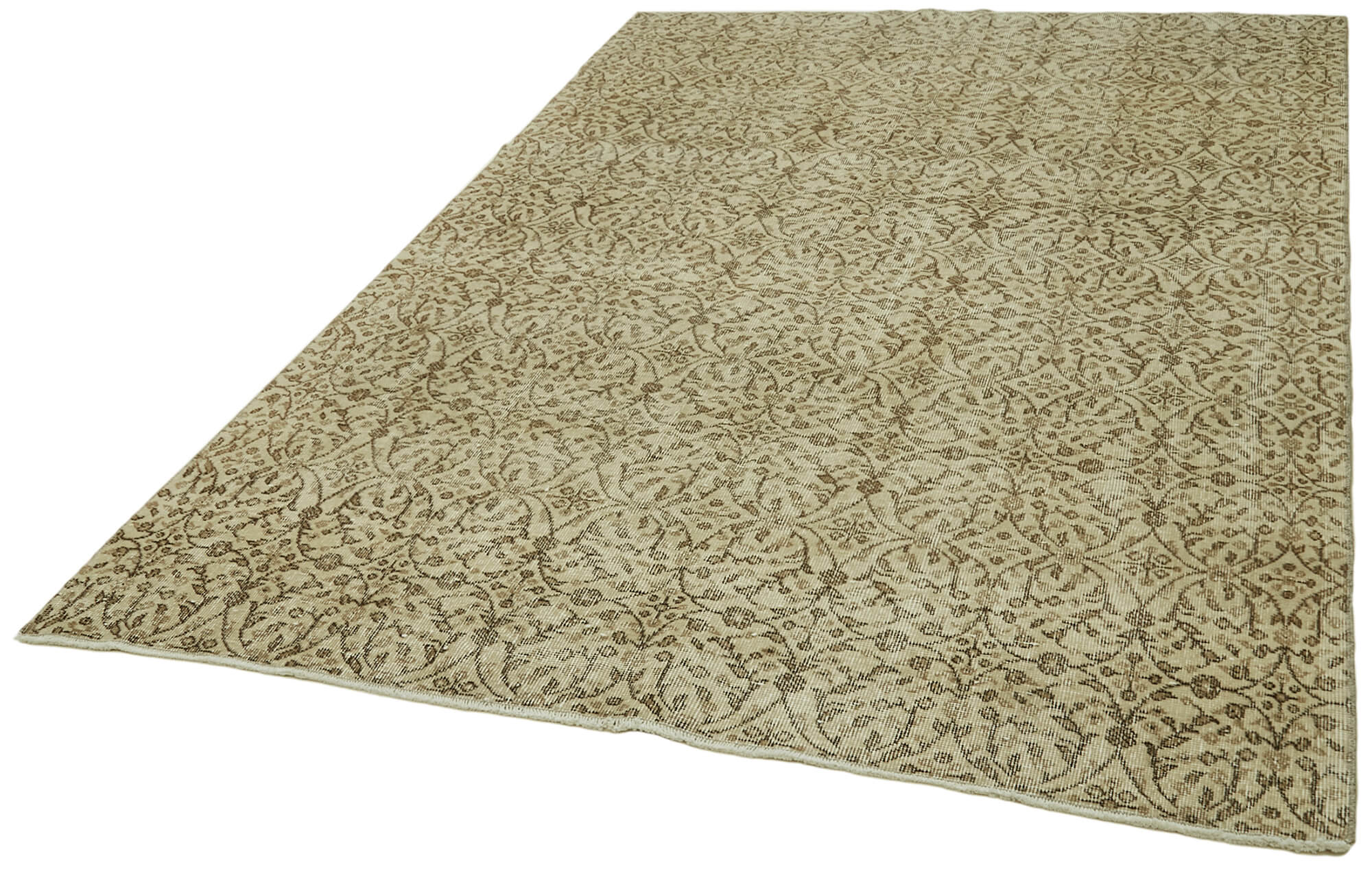 Handmade Wool Area Rug – Vintage Cotton Rug Beige Area Carpet 5'10''x8'10''