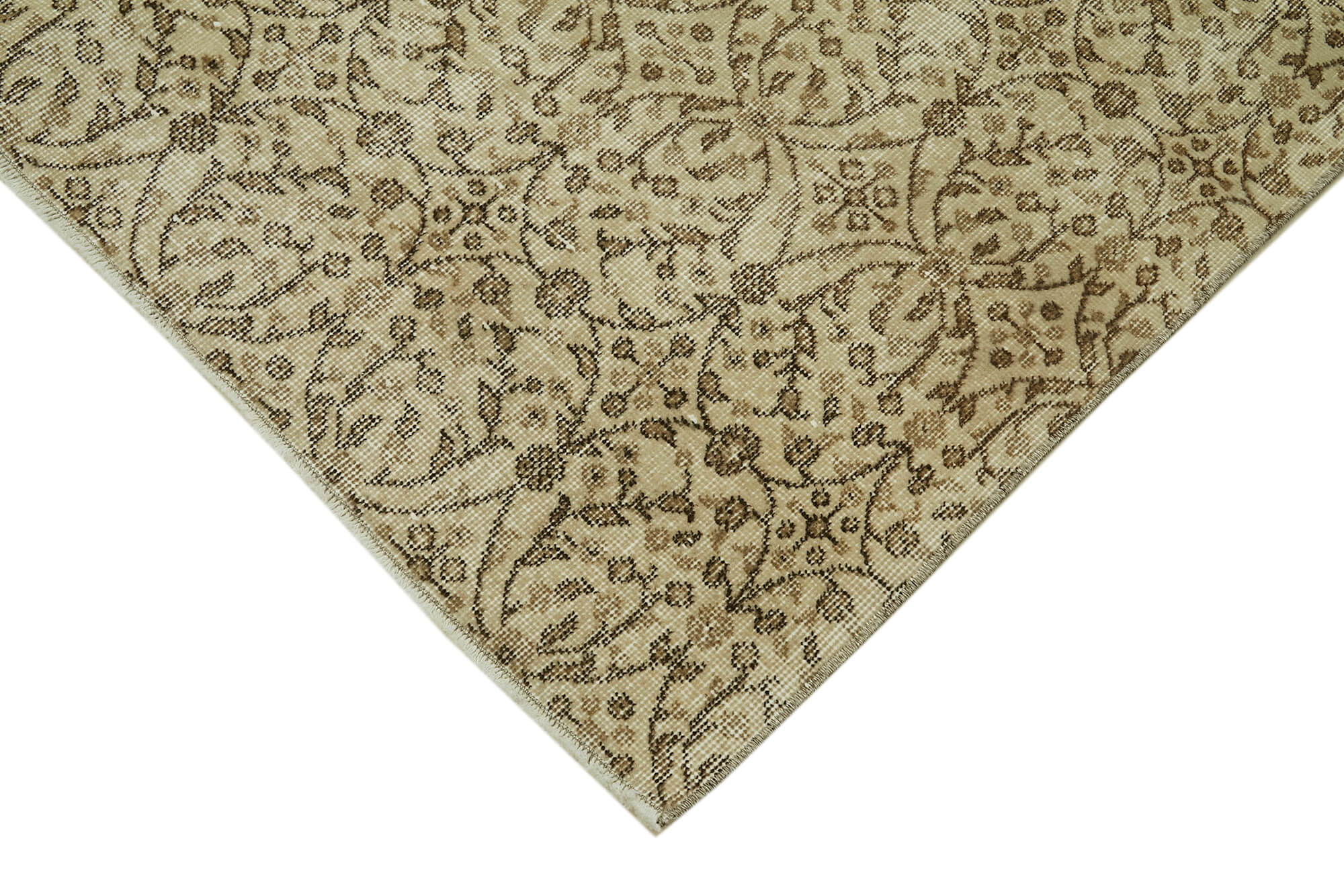 Handmade Wool Area Rug – Vintage Cotton Rug Beige Area Carpet 5'10''x8'10''