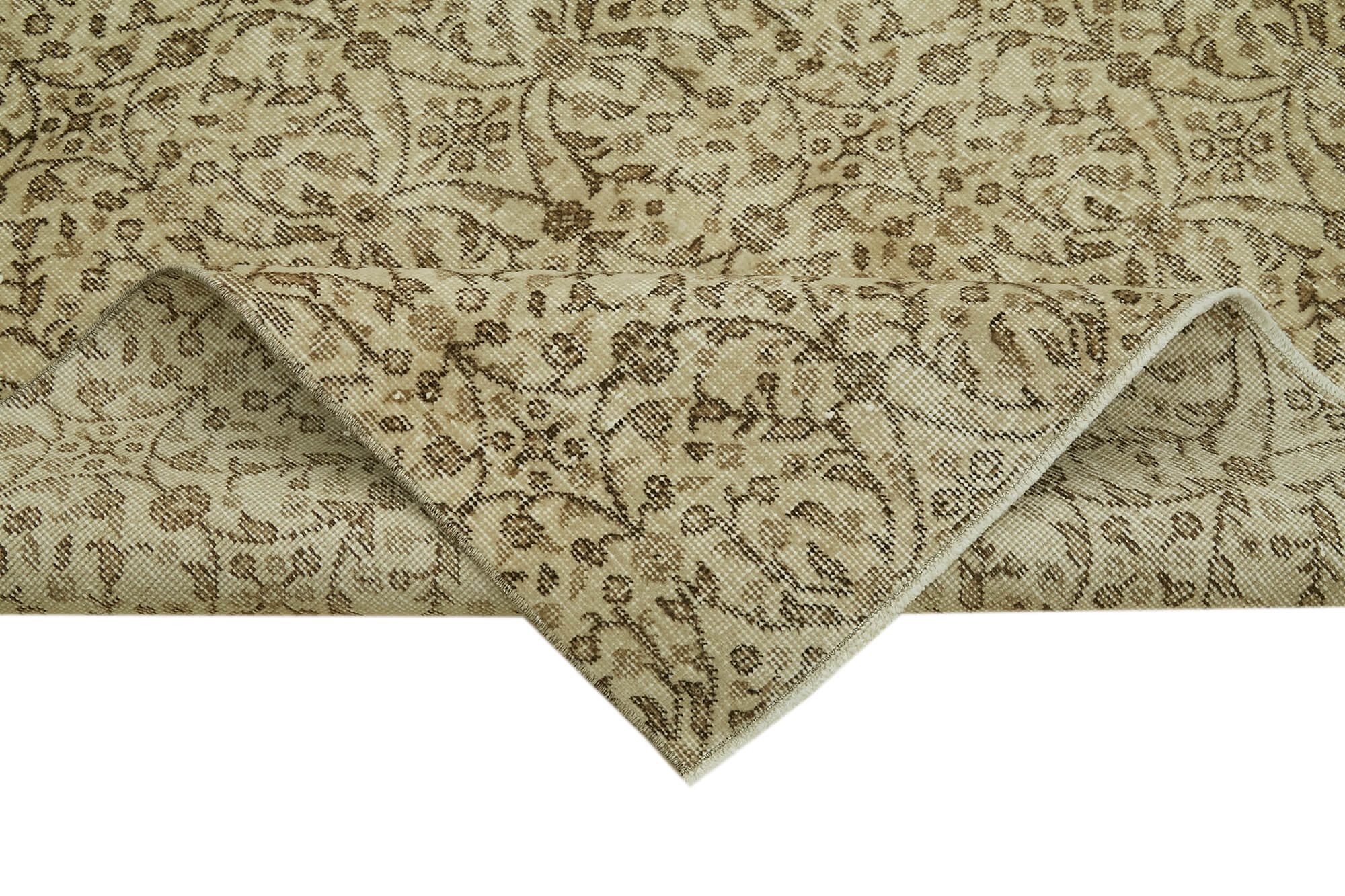 Handmade Wool Area Rug – Vintage Cotton Rug Beige Area Carpet 5'10''x8'10''