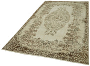 Vintage Cotton Wool Rug - Handmade Area Rug 5'2'' x 9'5'' Beige Carpet