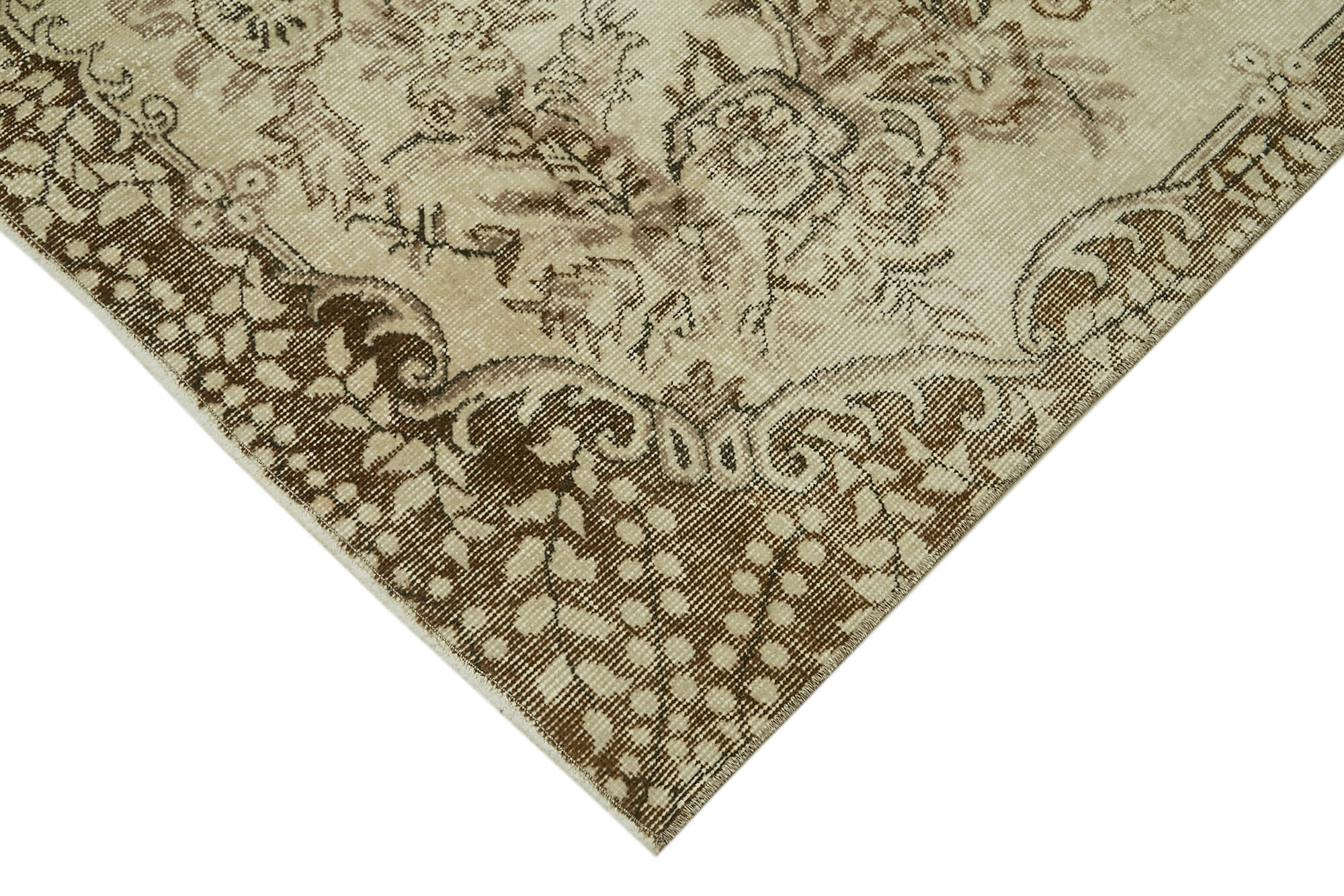 Vintage Cotton Wool Rug - Handmade Area Rug 5'2'' x 9'5'' Beige Carpet
