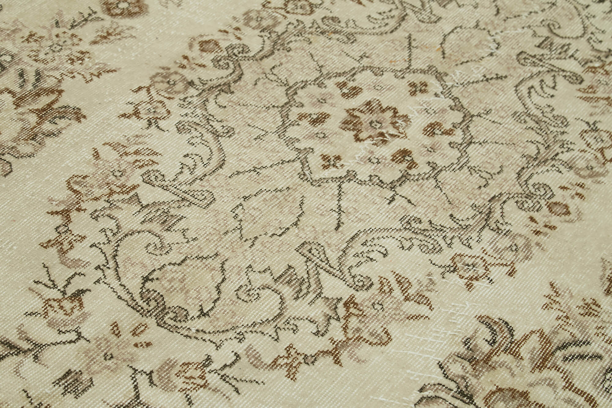 Vintage Cotton Wool Rug - Handmade Area Rug 5'2'' x 9'5'' Beige Carpet