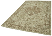 Handmade Wool Area Rug – Vintage Cotton Rug Beige Wool Carpet 5'5"x8'11"