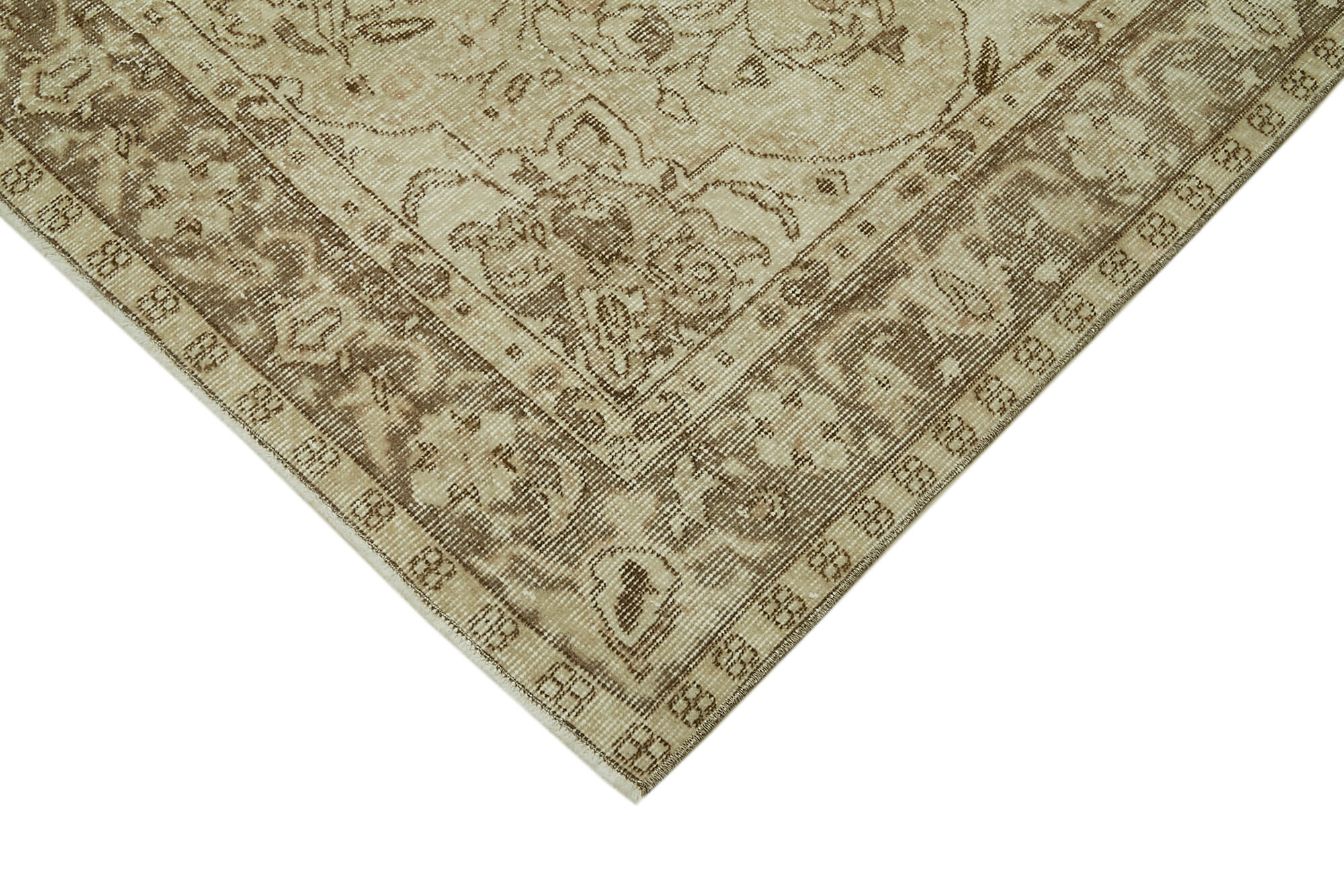 Handmade Wool Area Rug – Vintage Cotton Rug Beige Wool Carpet 5'5"x8'11"