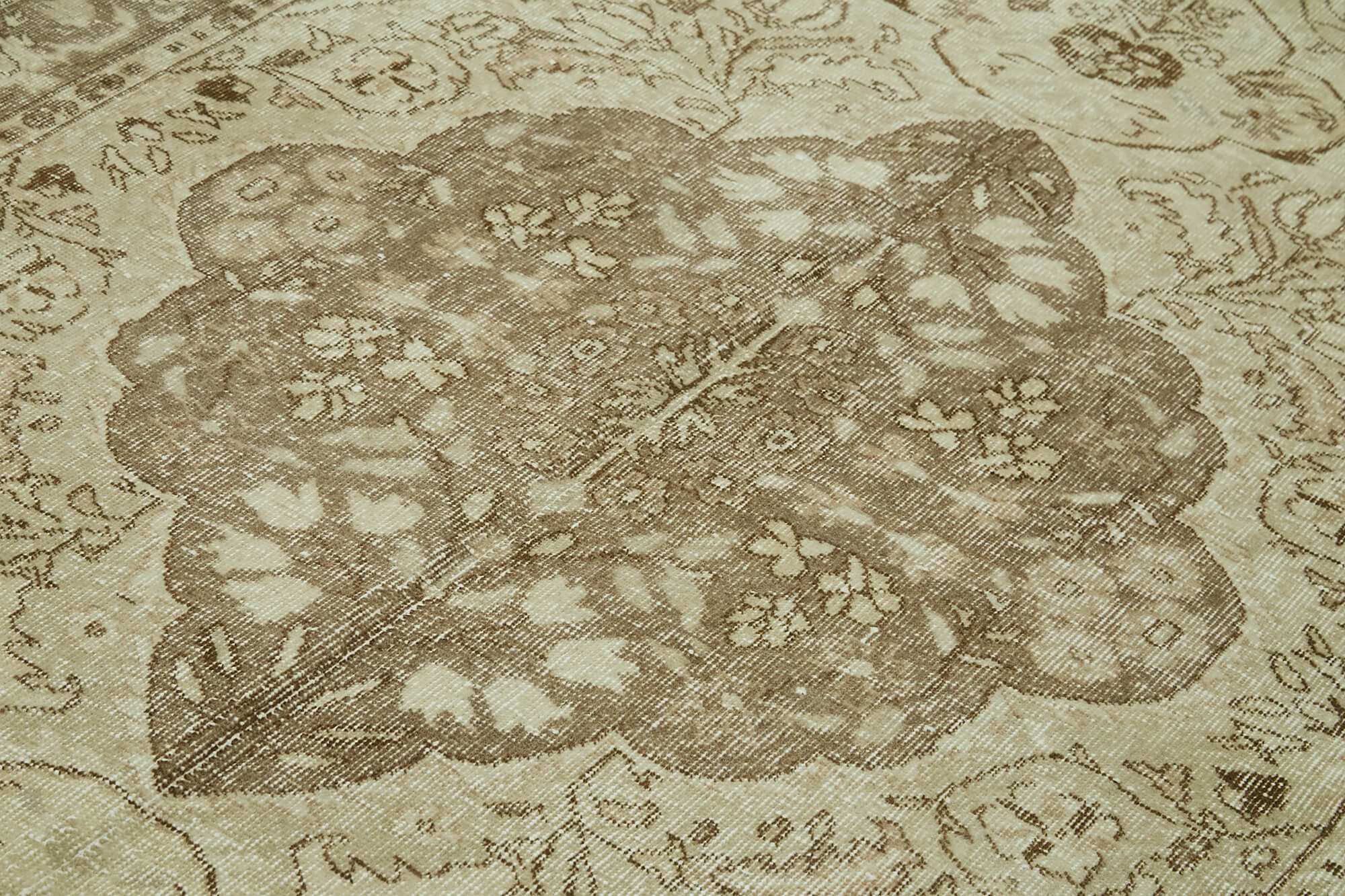 Handmade Wool Area Rug – Vintage Cotton Rug Beige Wool Carpet 5'5"x8'11"