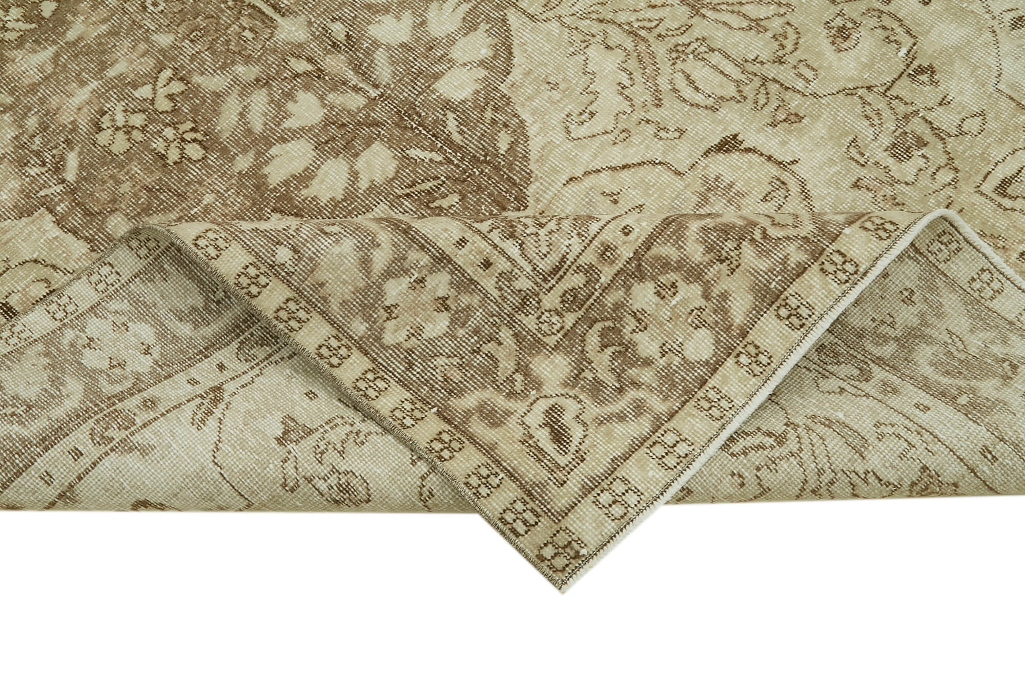 Handmade Wool Area Rug – Vintage Cotton Rug Beige Wool Carpet 5'5"x8'11"