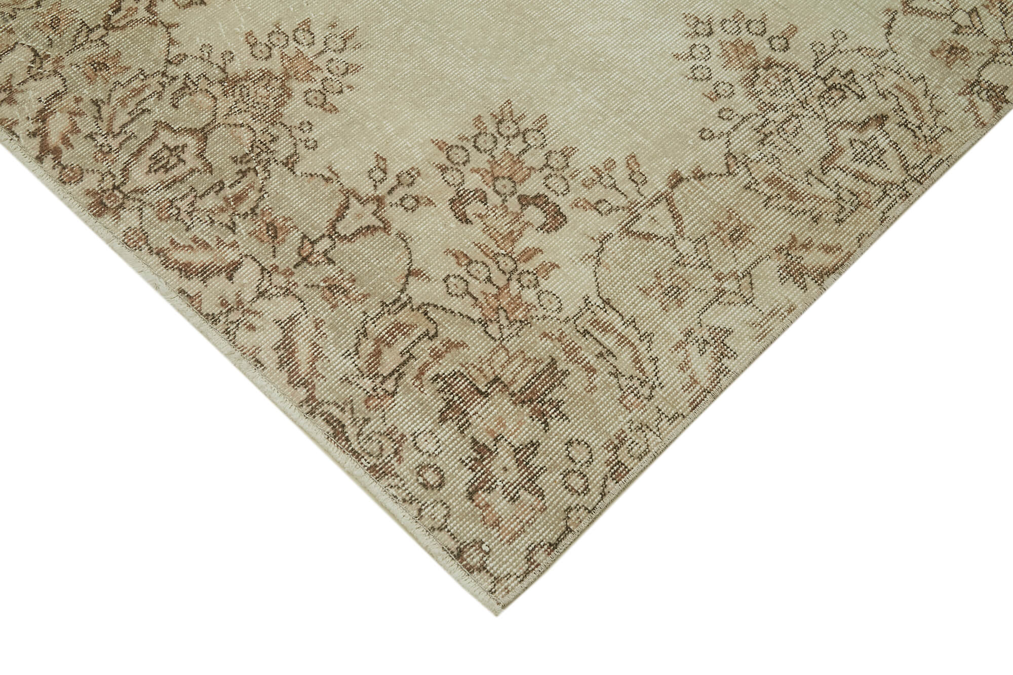 Handmade Wool Area Rug – Vintage Cotton Rug Beige 5'6''x9'9'' Durable Cotton Weave