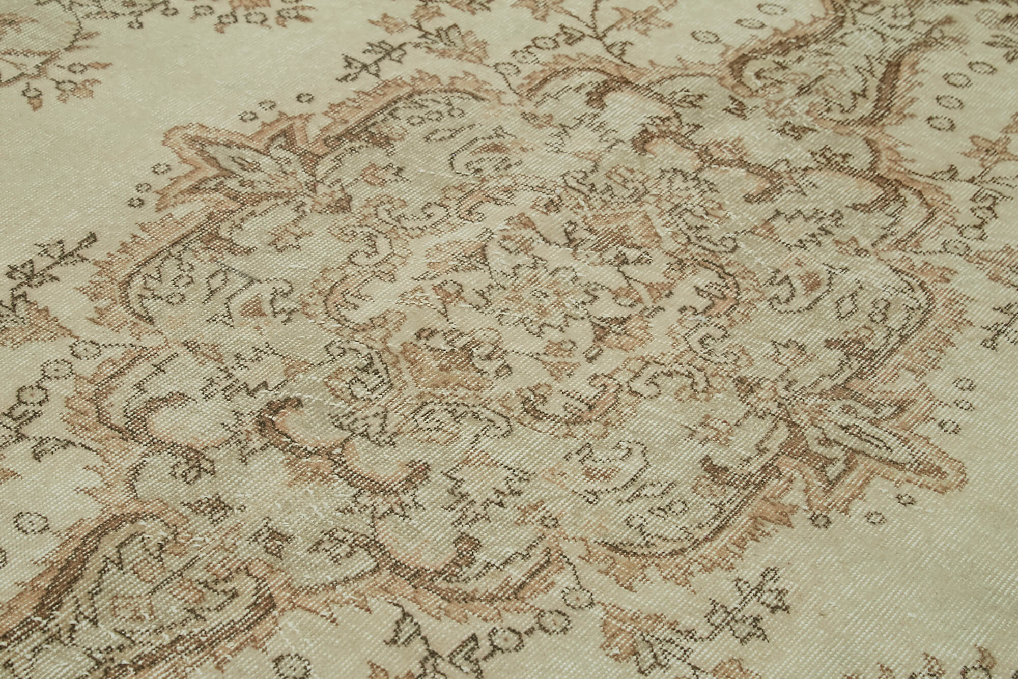 Handmade Wool Area Rug – Vintage Cotton Rug Beige 5'6''x9'9'' Durable Cotton Weave