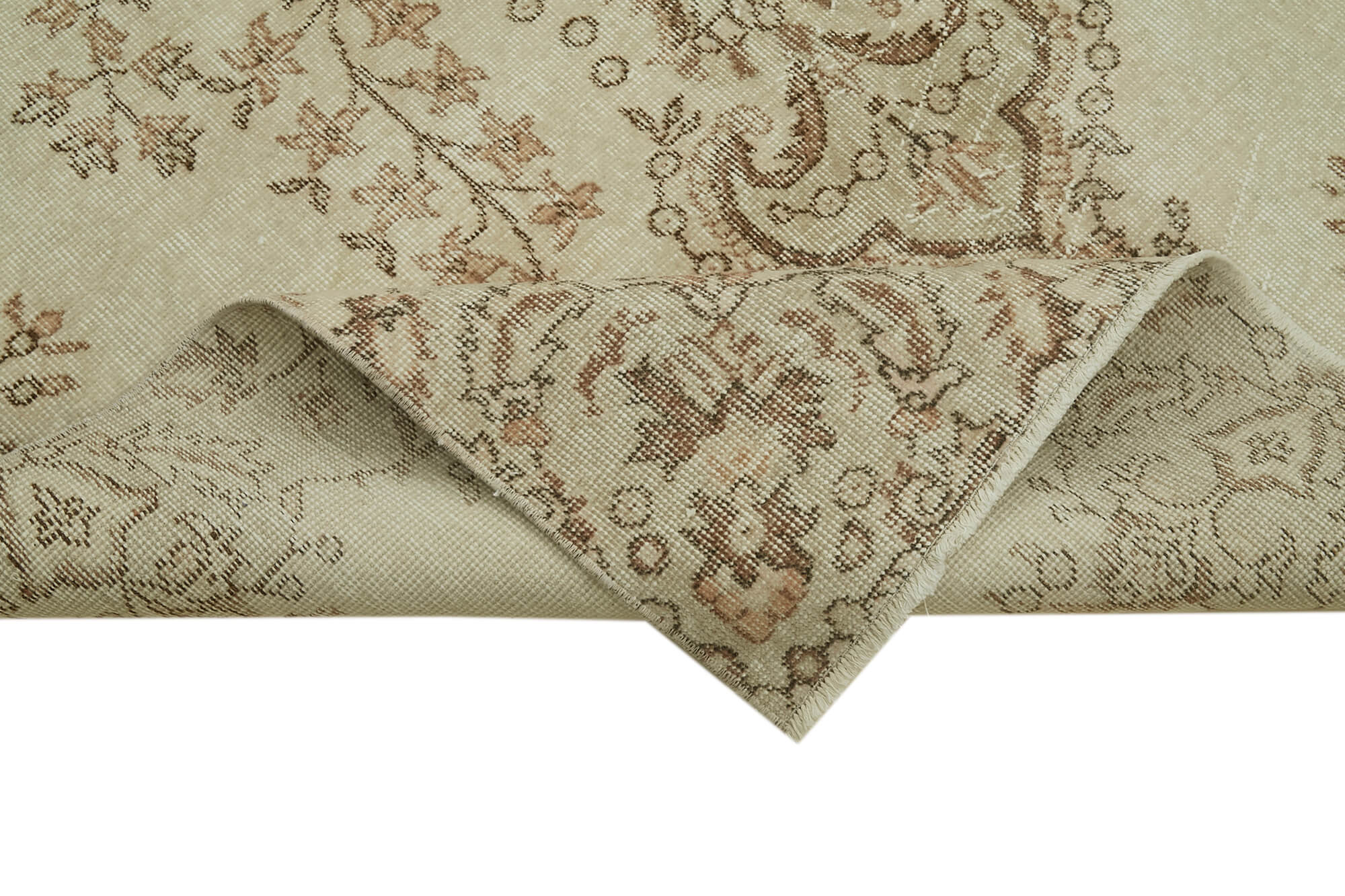 Handmade Wool Area Rug – Vintage Cotton Rug Beige 5'6''x9'9'' Durable Cotton Weave