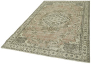 Handmade Wool Area Rug – Vintage Cotton Rug 5'2''x8'5'' | Neutral Beige Turkish Wool