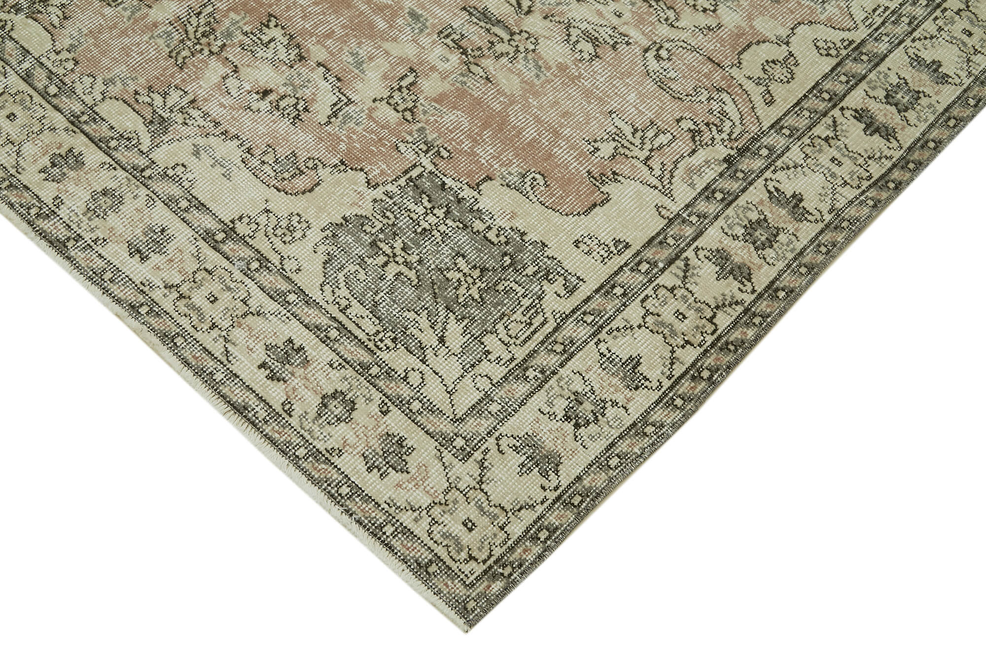 Handmade Wool Area Rug – Vintage Cotton Rug 5'2''x8'5'' | Neutral Beige Turkish Wool