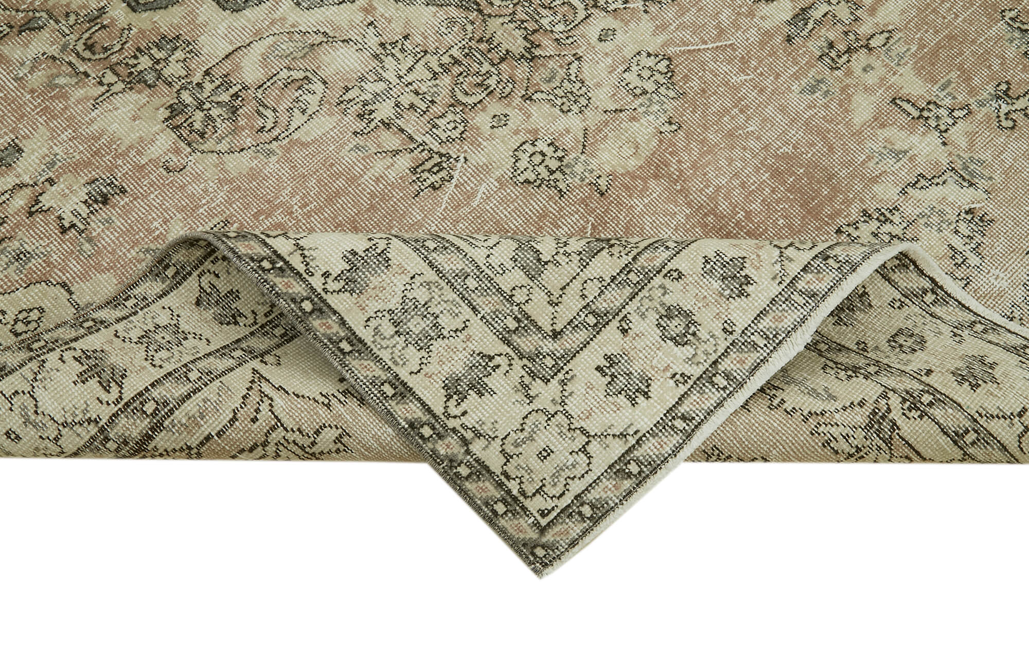 Handmade Wool Area Rug – Vintage Cotton Rug 5'2''x8'5'' | Neutral Beige Turkish Wool