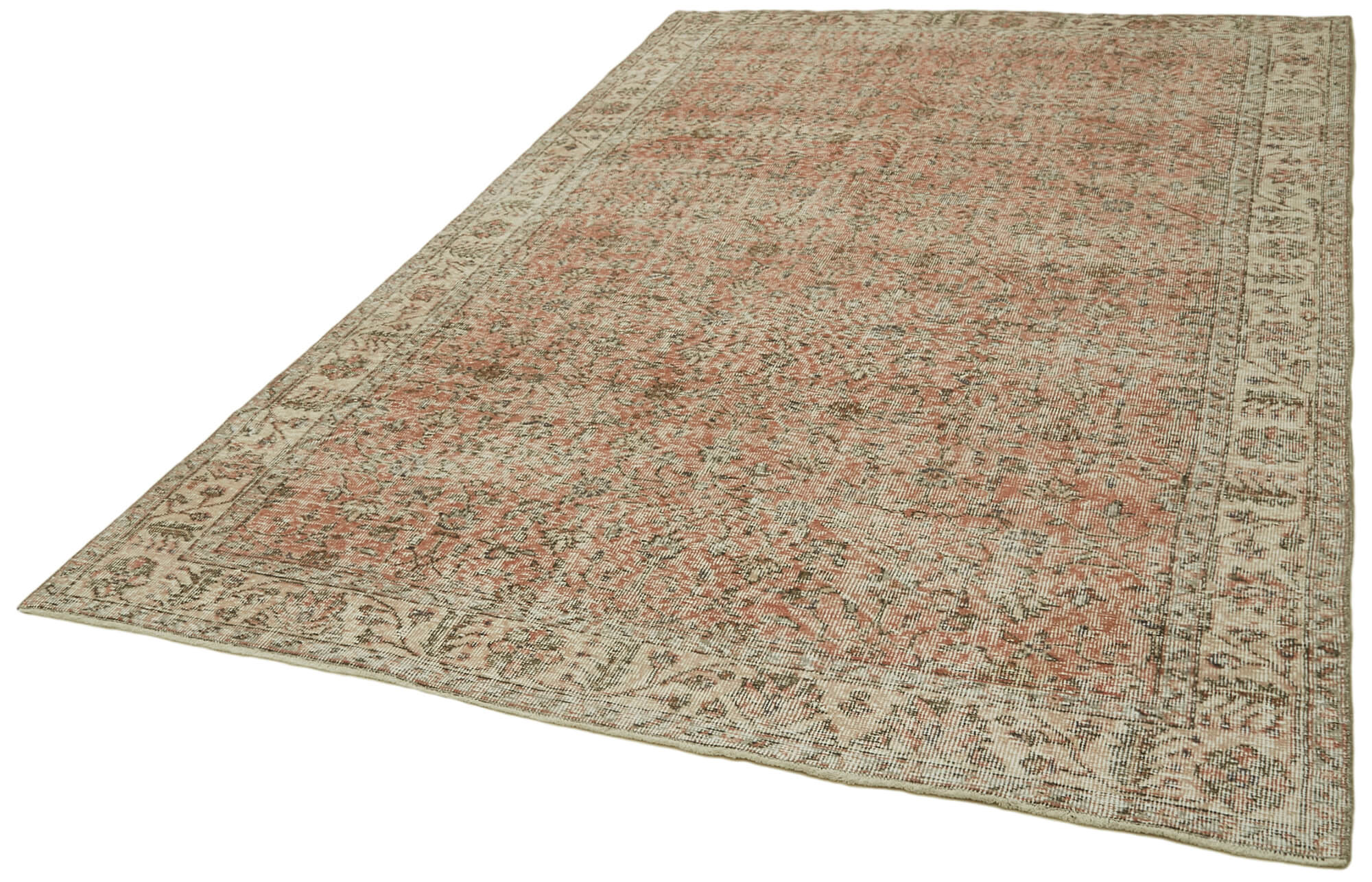 Handmade Vintage Area Rug – Beige Wool Rug, Durable Cotton Wool Carpet 6'1''x9'9''